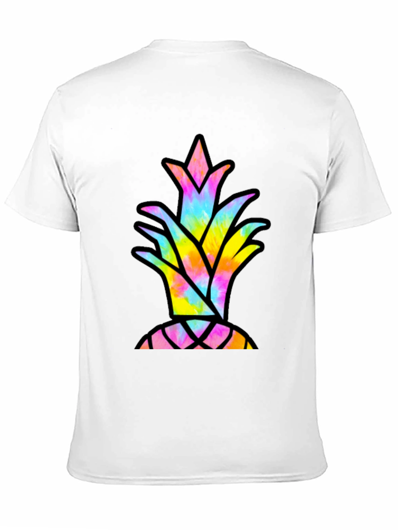 Tie Dye Pineapple Graphic Tee - Casual Black T-Shirt