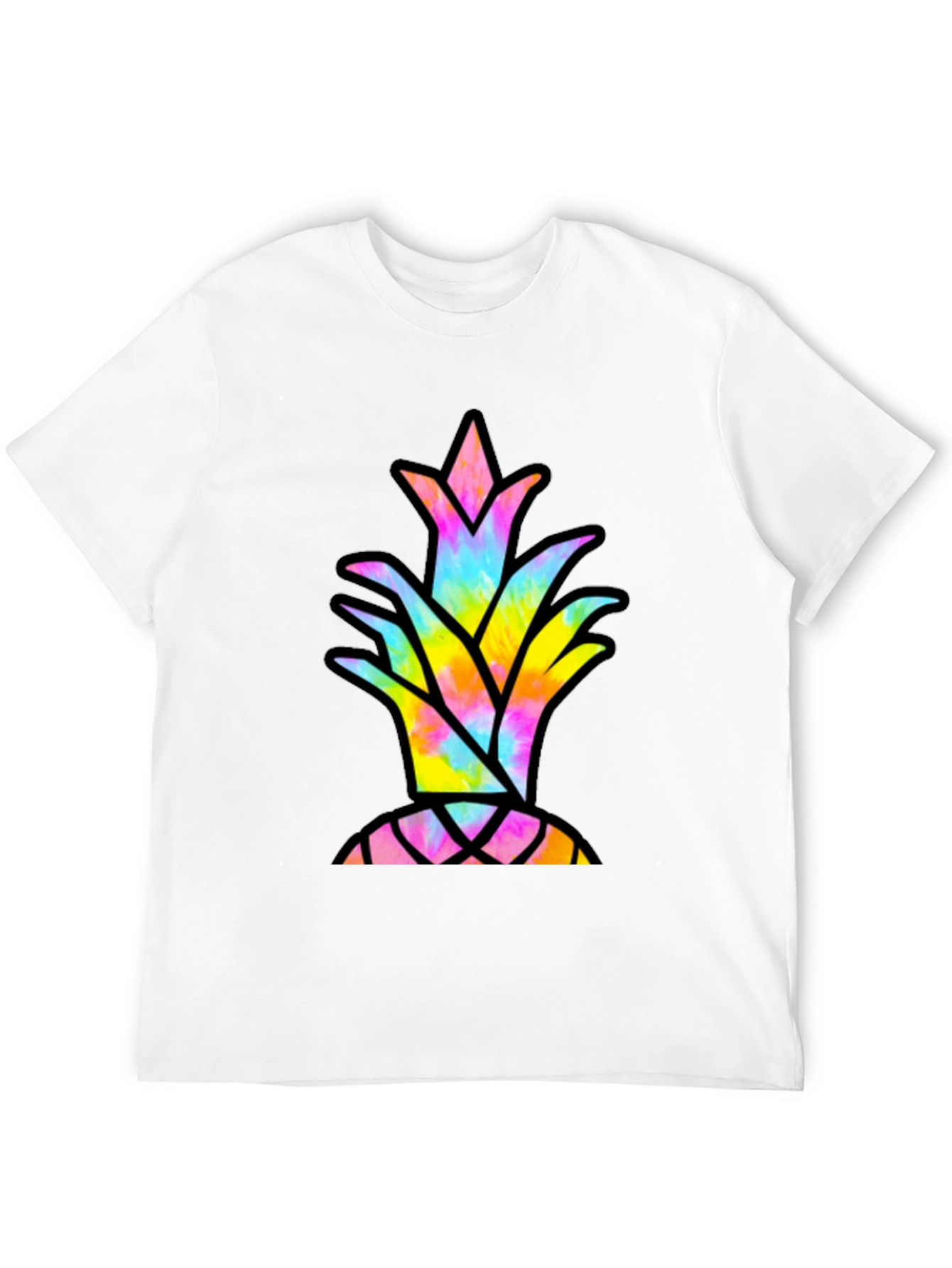 Tie Dye Pineapple Graphic Tee - Casual Black T-Shirt