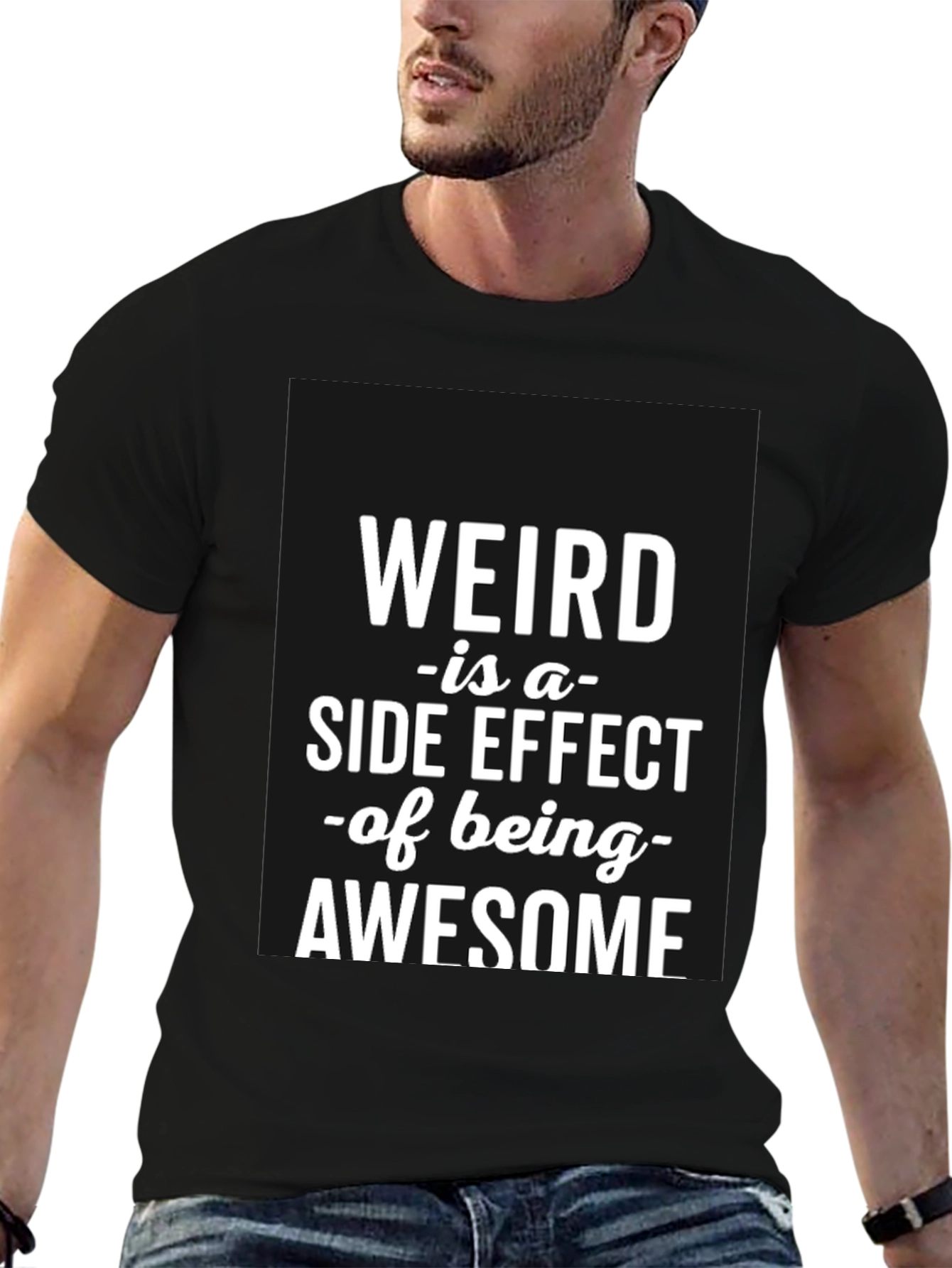Weird Awesome Black T-Shirt for Men