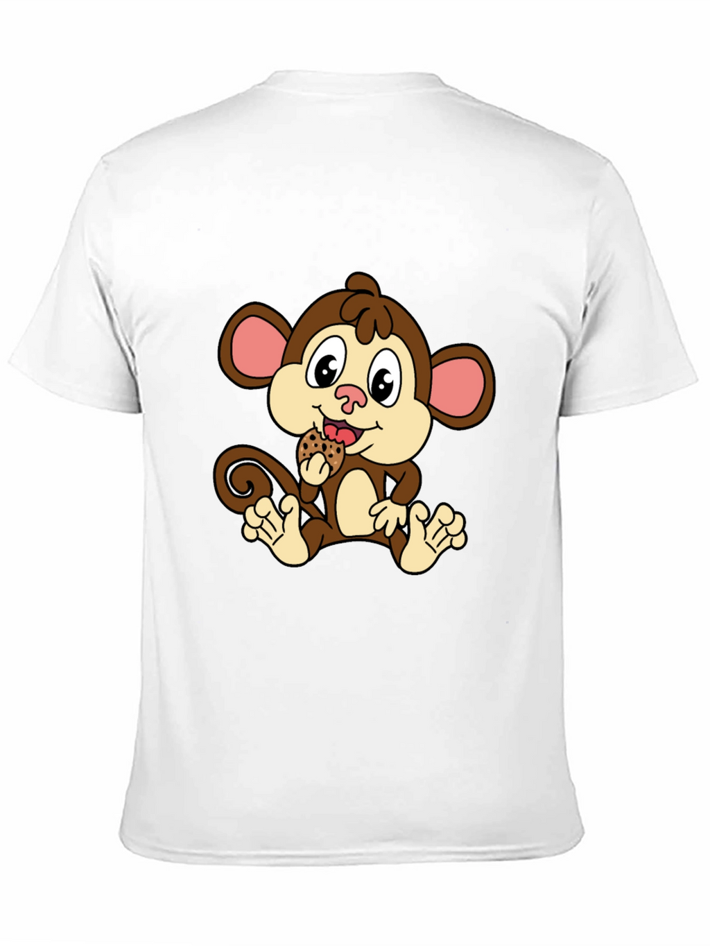 Cute Monkey Eating Cookie Black T-Shirt