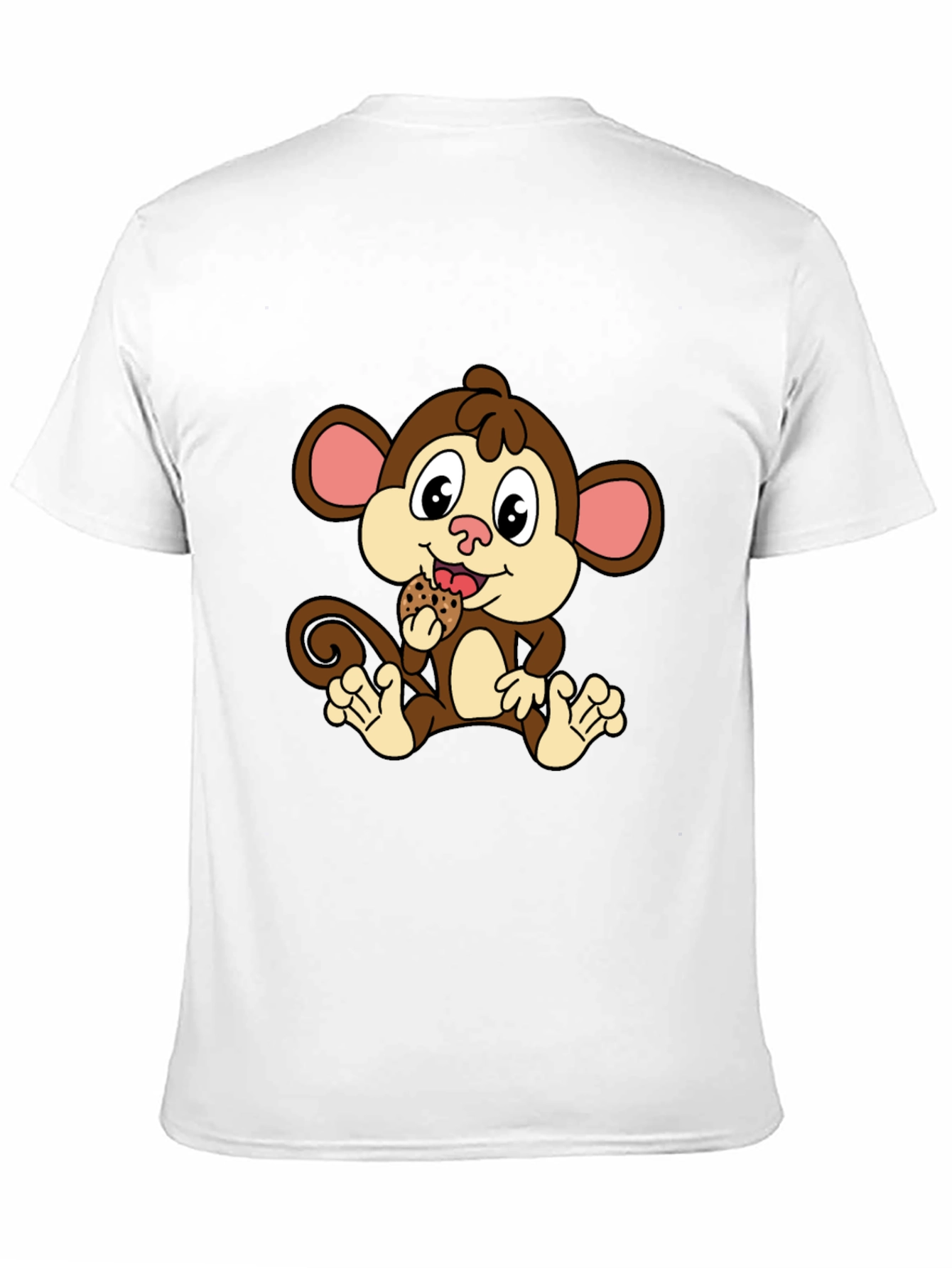 Cute Monkey Eating Cookie Black T-Shirt