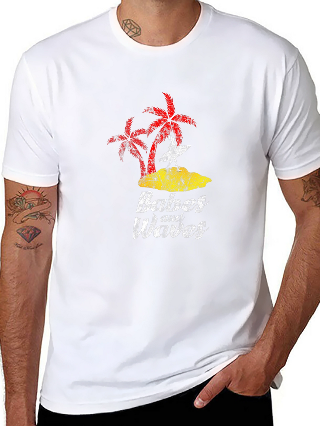 Babes and Waves Graphic Tee - Black Cotton T-Shirt