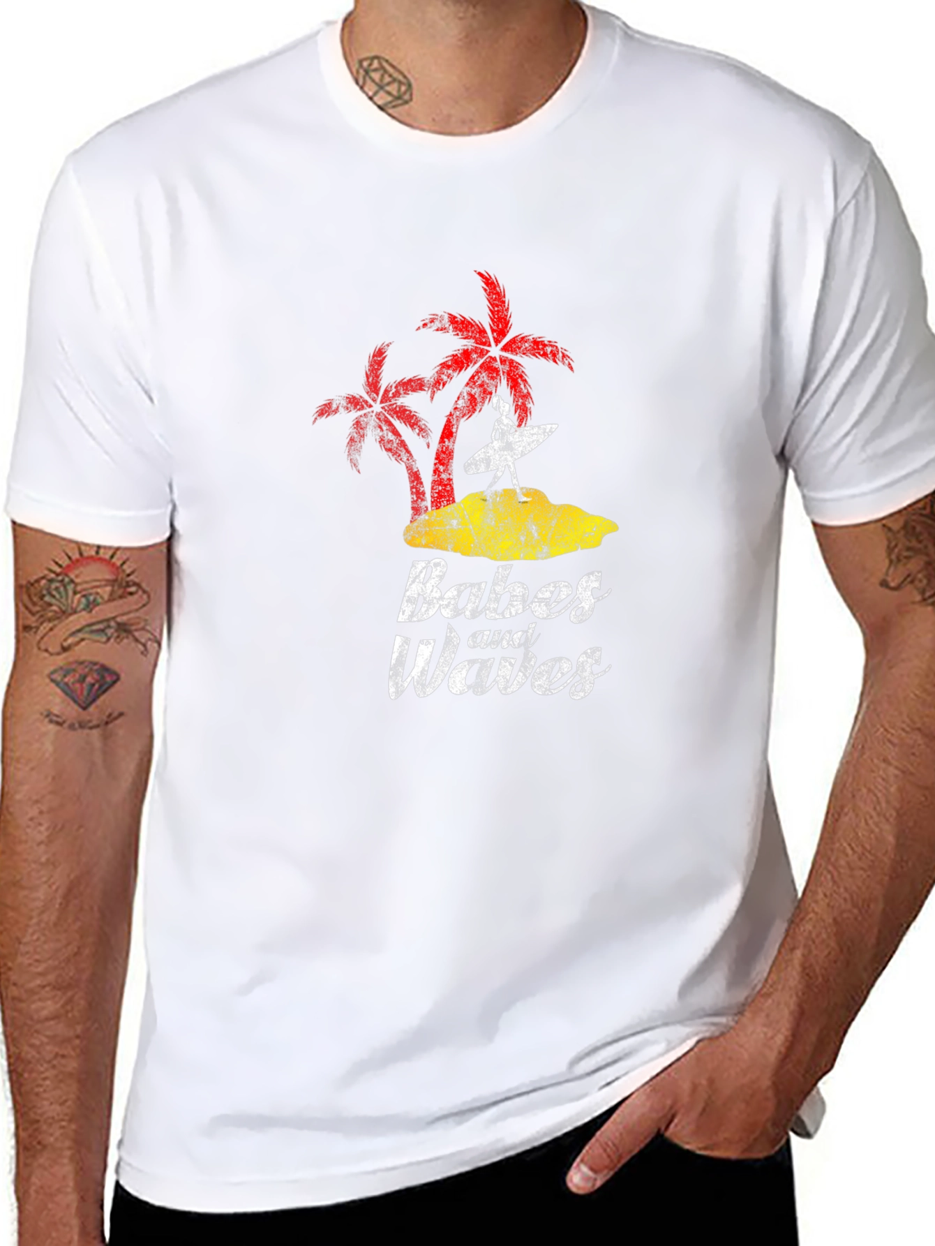 Babes and Waves Graphic Tee - Black Cotton T-Shirt