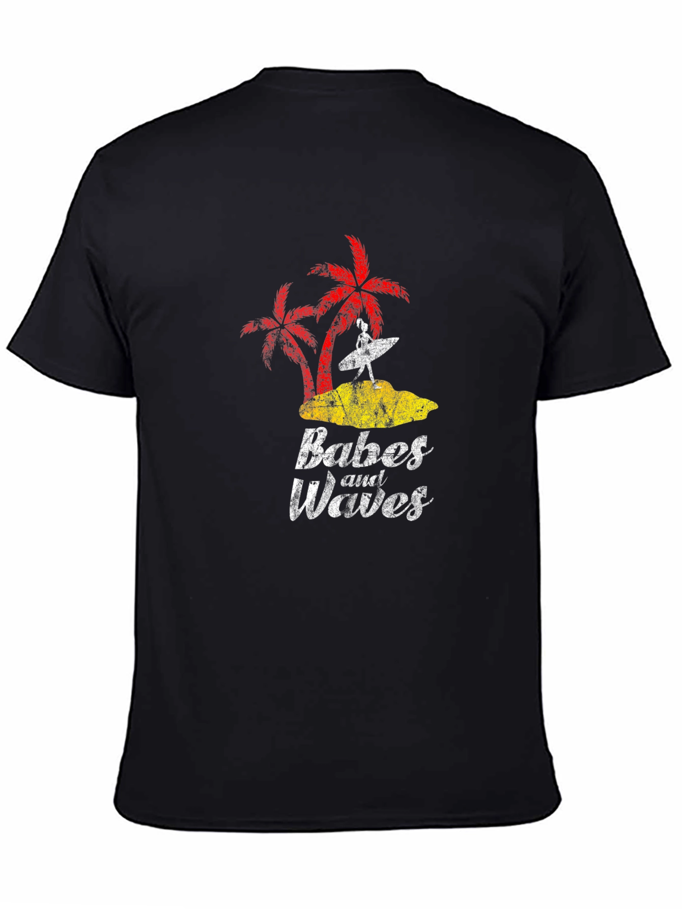 Babes and Waves Graphic Tee - Black Cotton T-Shirt