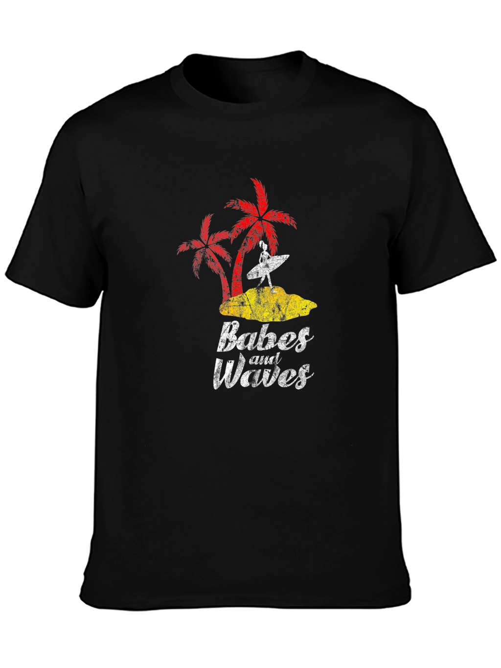 Babes and Waves Graphic Tee - Black Cotton T-Shirt