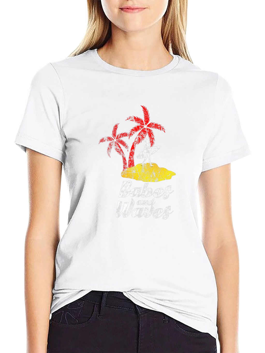 Babes and Waves Graphic Tee - Black Cotton T-Shirt