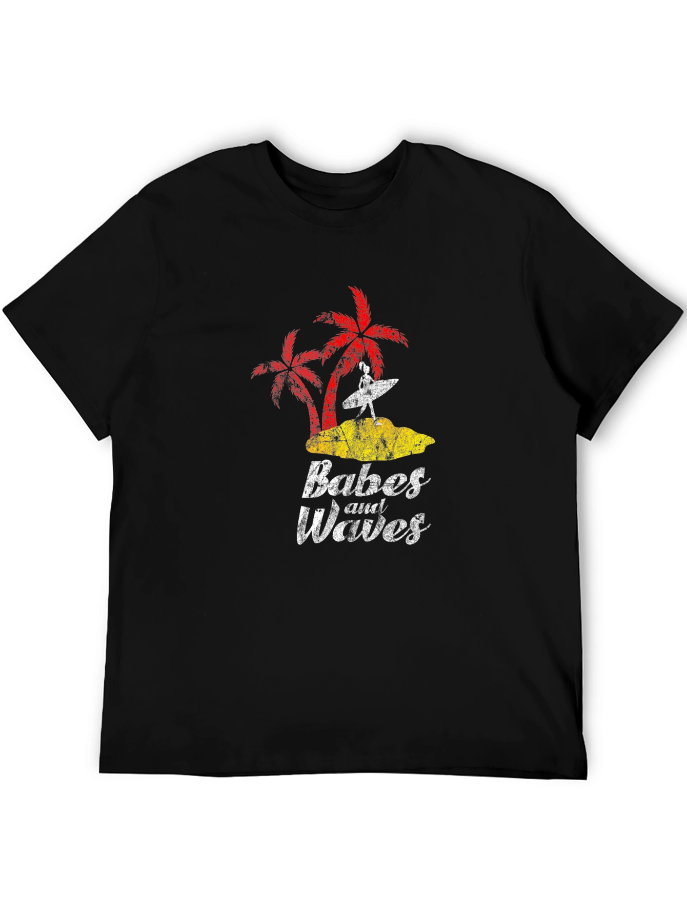 Babes and Waves Graphic Tee - Black Cotton T-Shirt