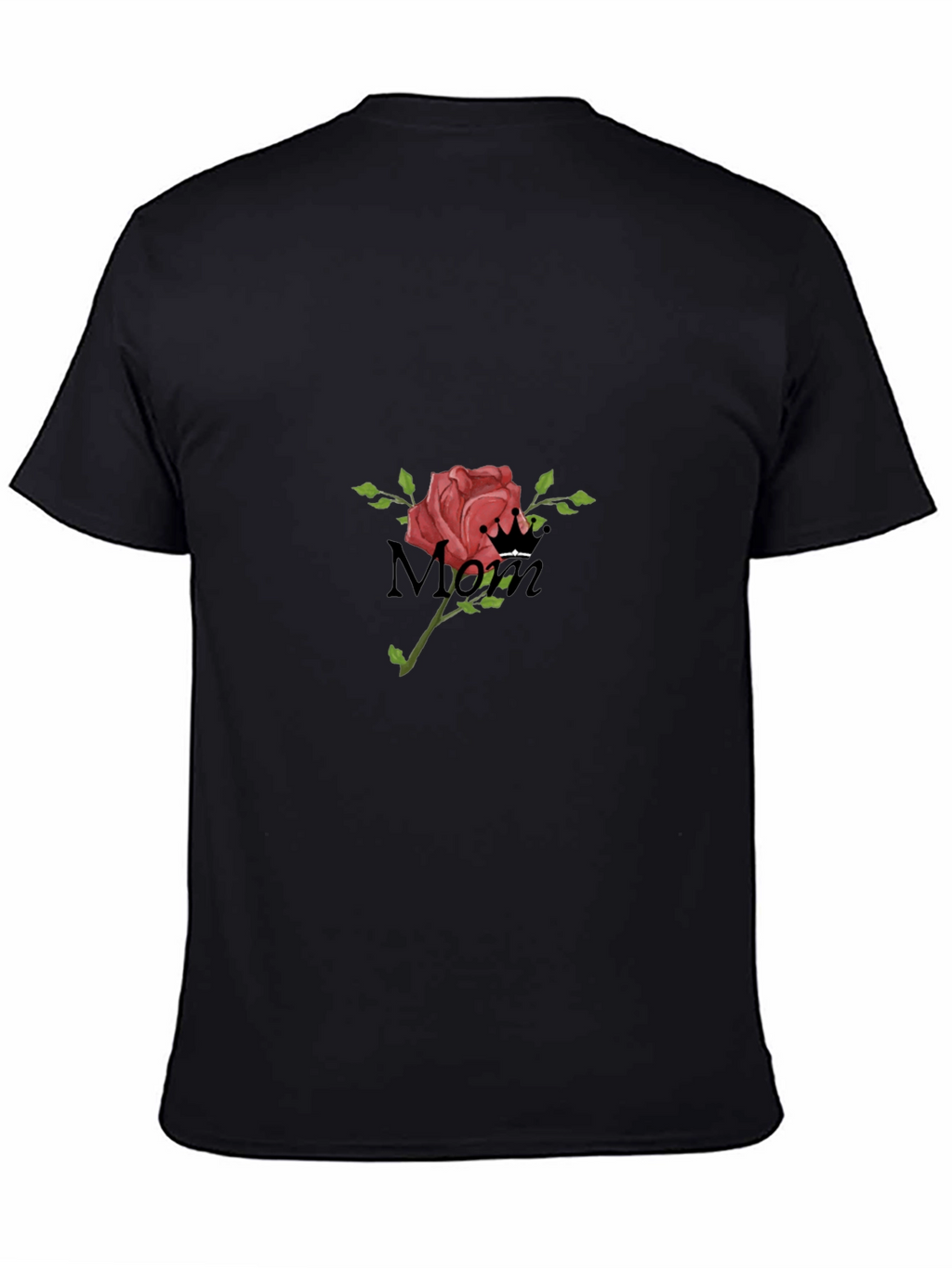 Mom Rose Graphic Black T-Shirt