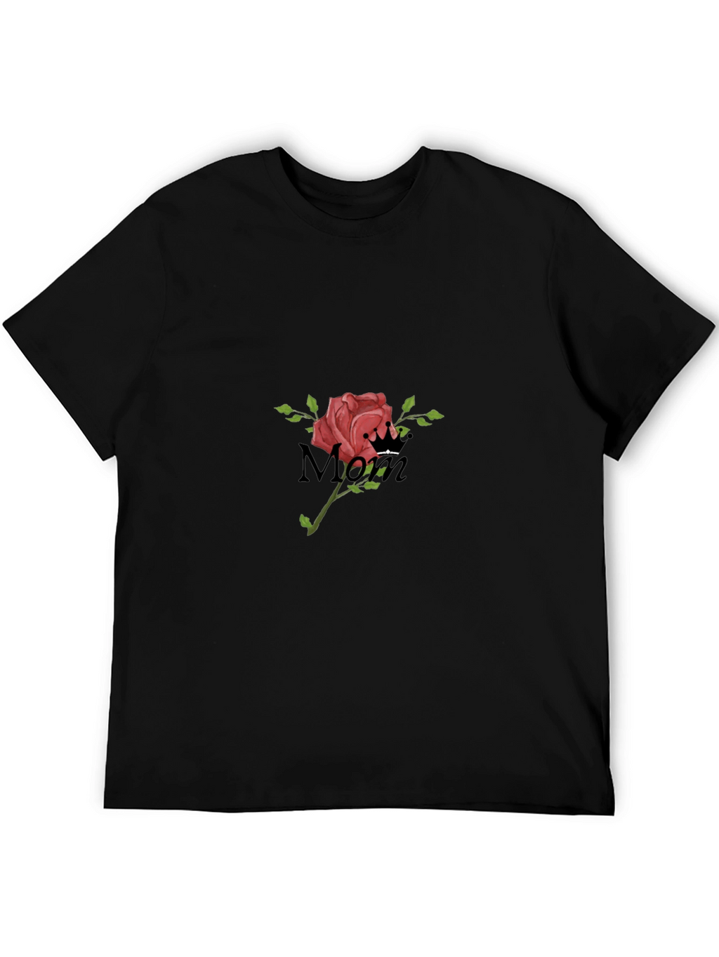 Mom Rose Graphic Black T-Shirt