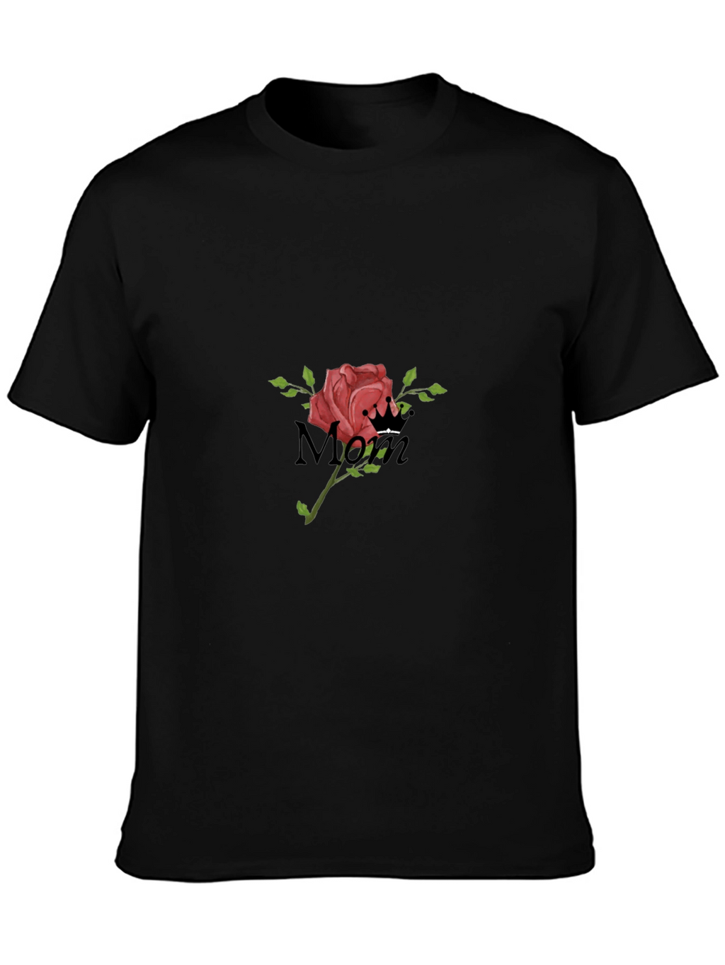 Mom Rose Graphic Black T-Shirt