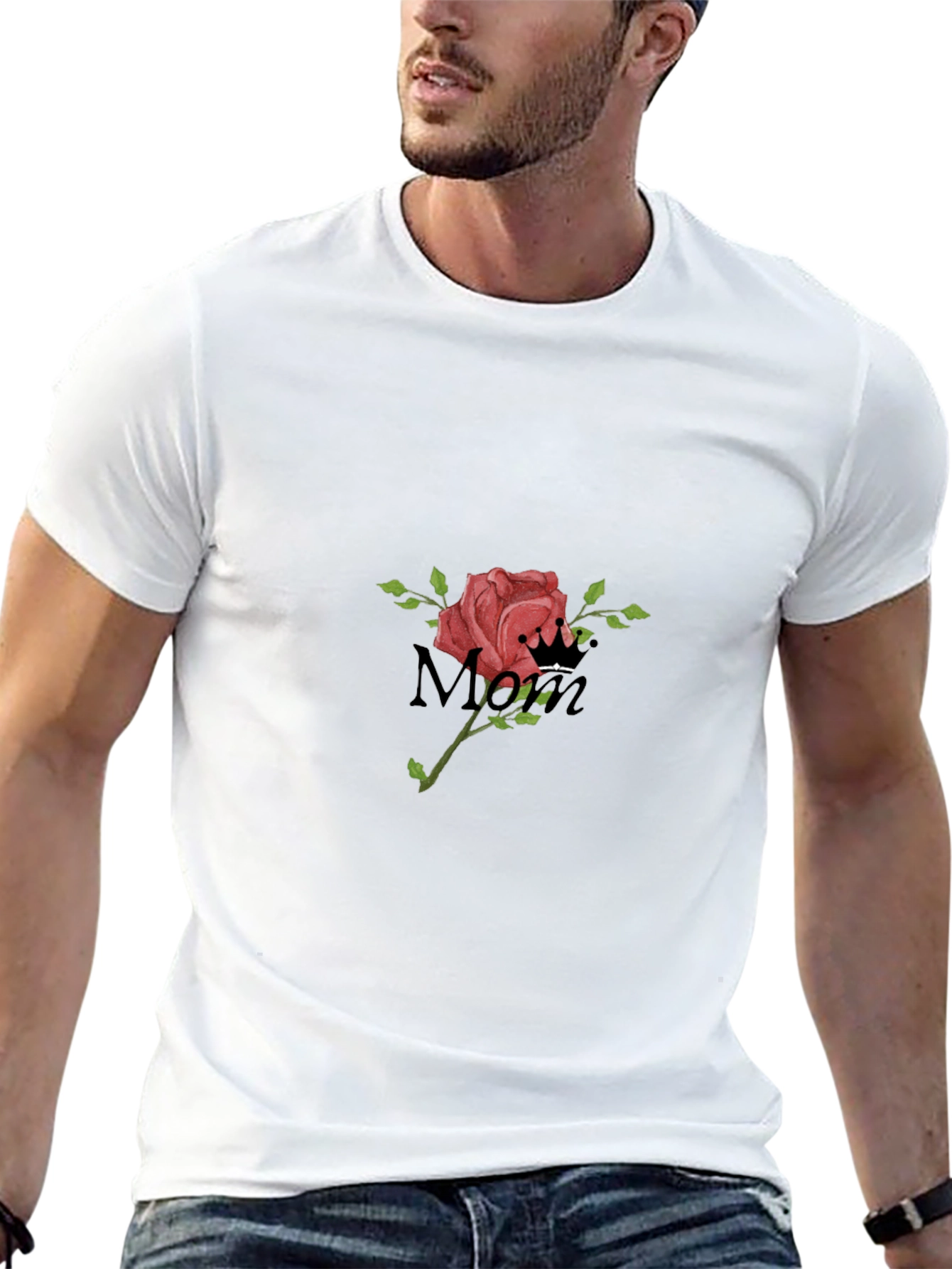 Mom Rose Graphic Black T-Shirt