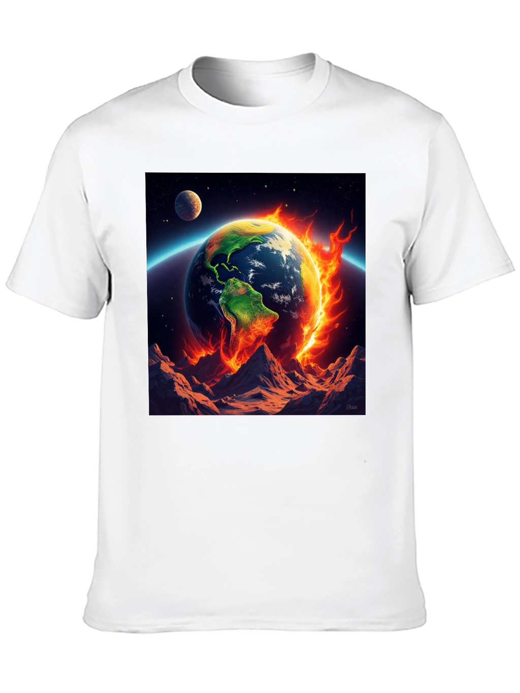 Burning Earth Graphic Tee - Global Warming Awareness