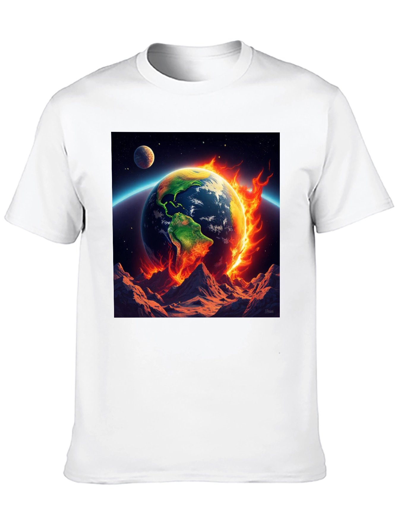 Burning Earth Graphic Tee - Global Warming Awareness