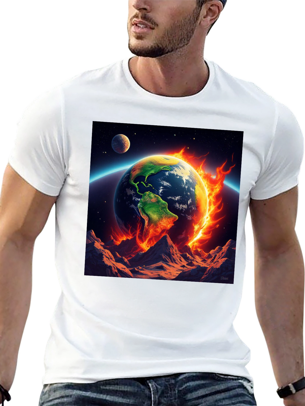 Burning Earth Graphic Tee - Global Warming Awareness