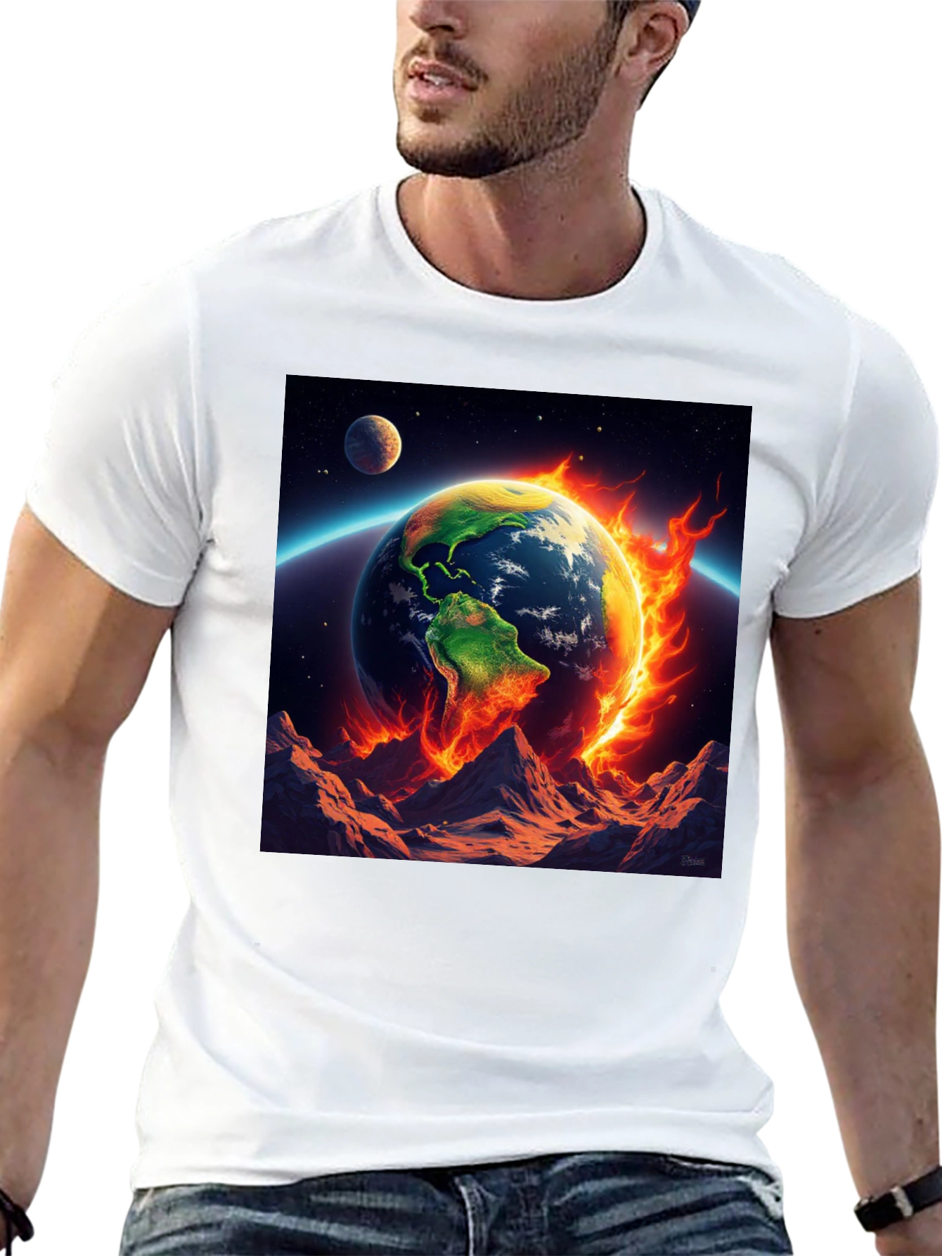Burning Earth Graphic Tee - Global Warming Awareness