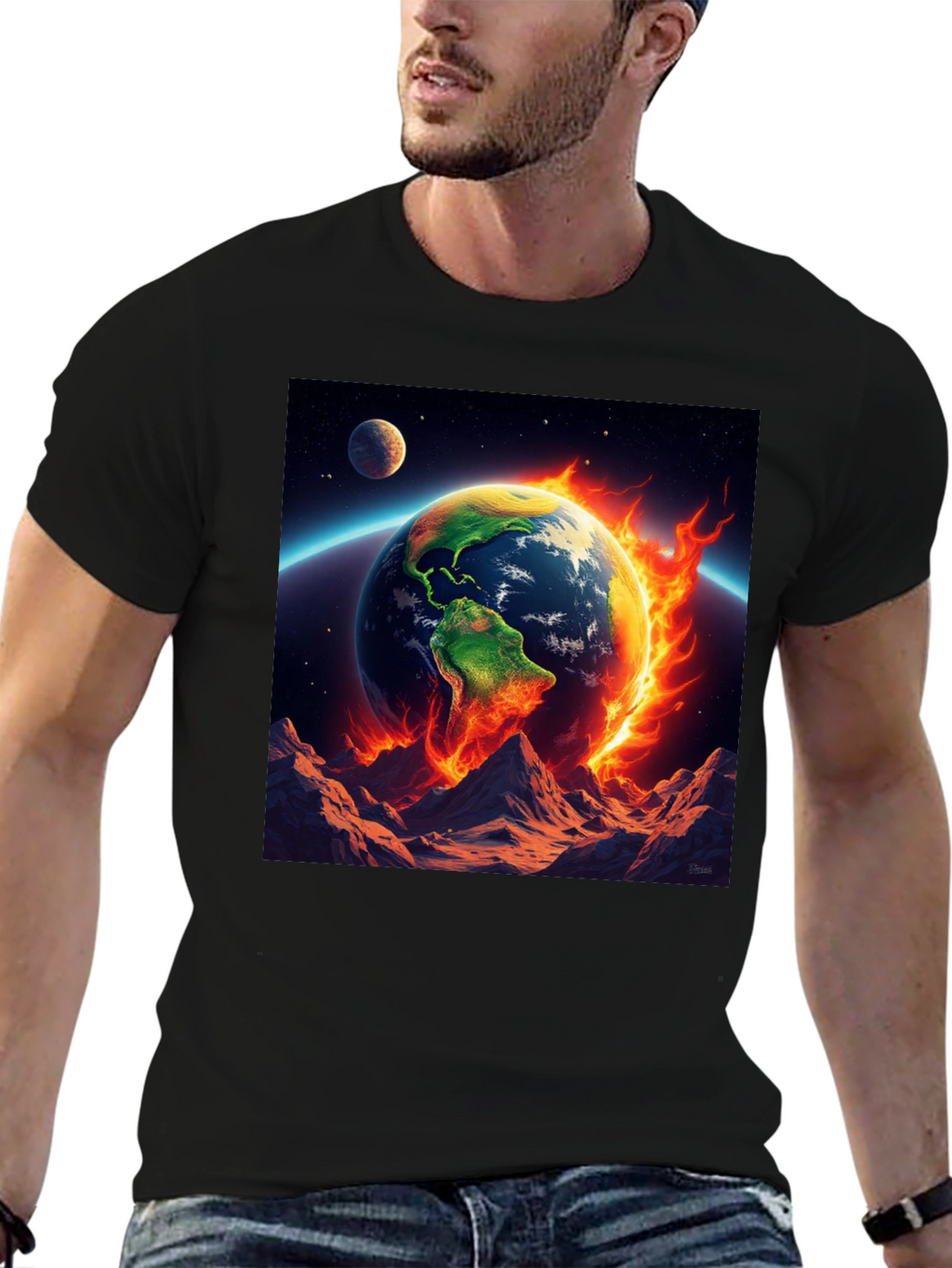 Burning Earth Graphic Tee - Global Warming Awareness