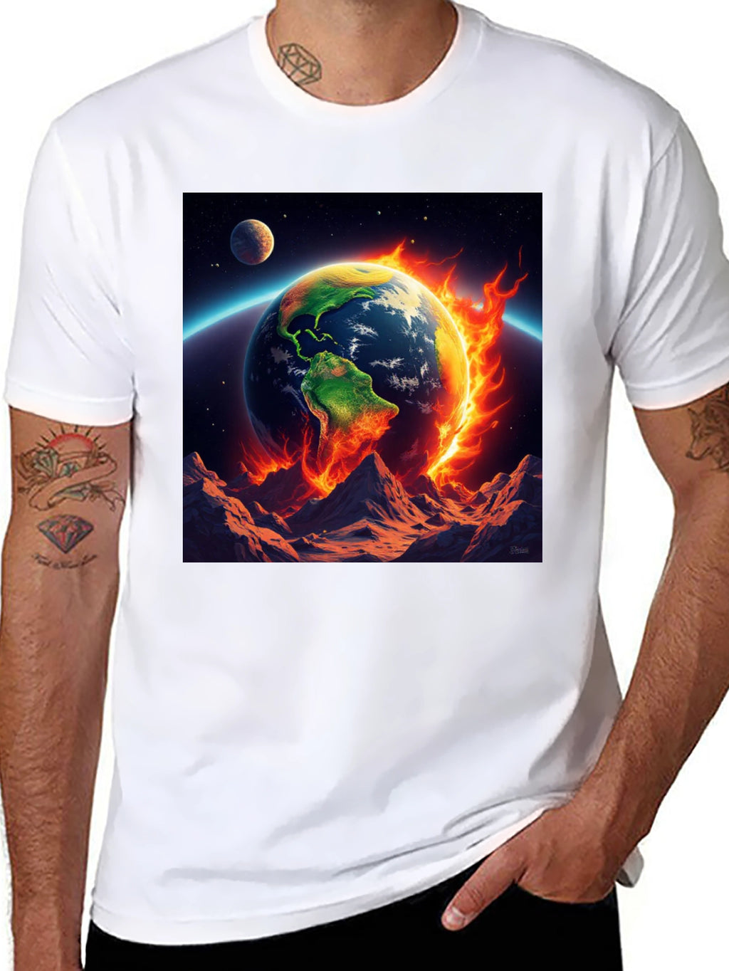 Burning Earth Graphic Tee - Global Warming Awareness