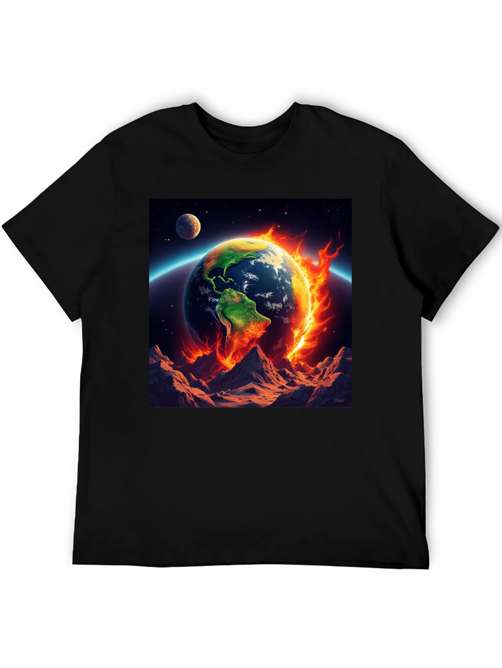 Burning Earth Graphic Tee - Global Warming Awareness
