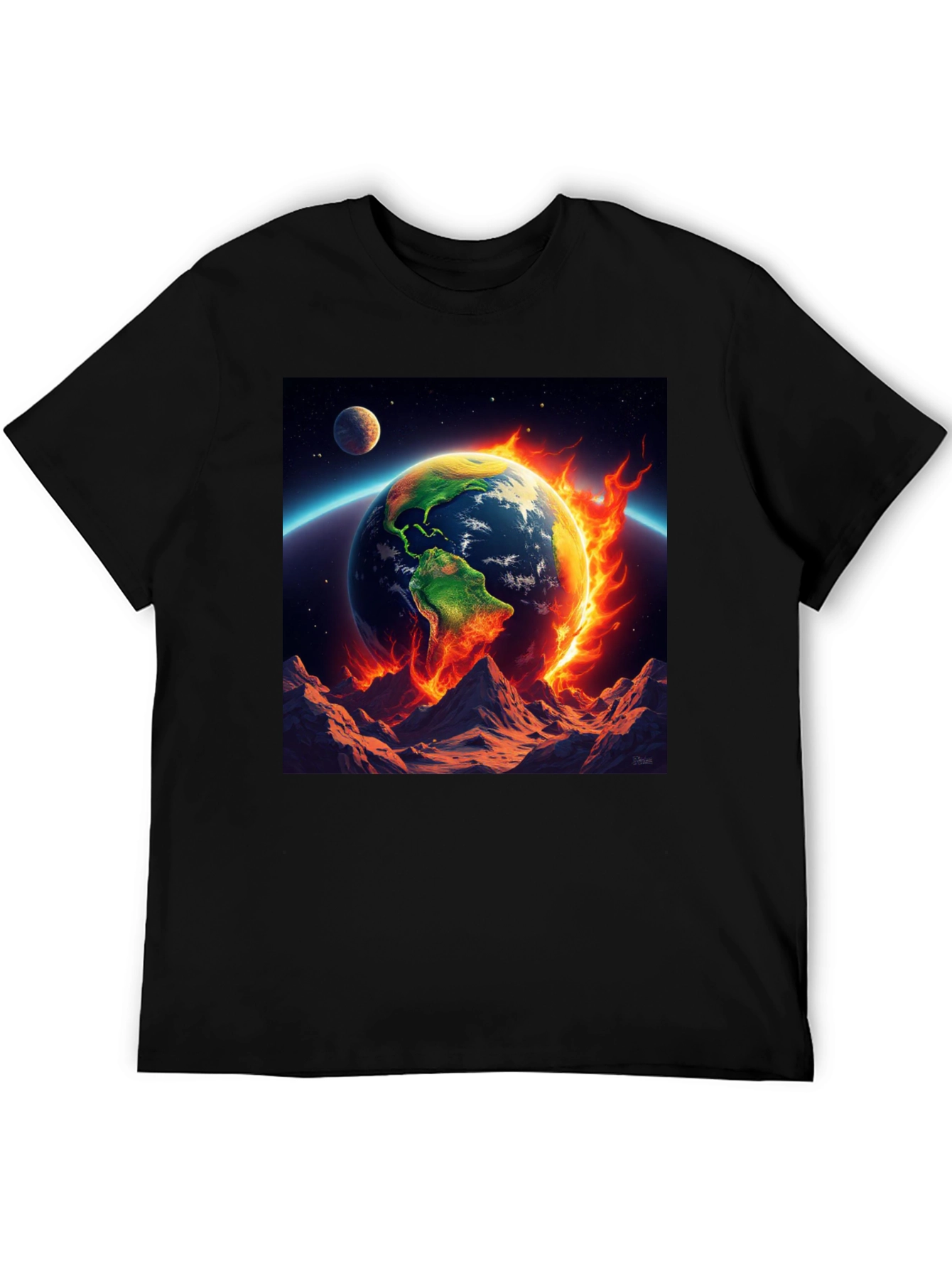 Burning Earth Graphic Tee - Global Warming Awareness