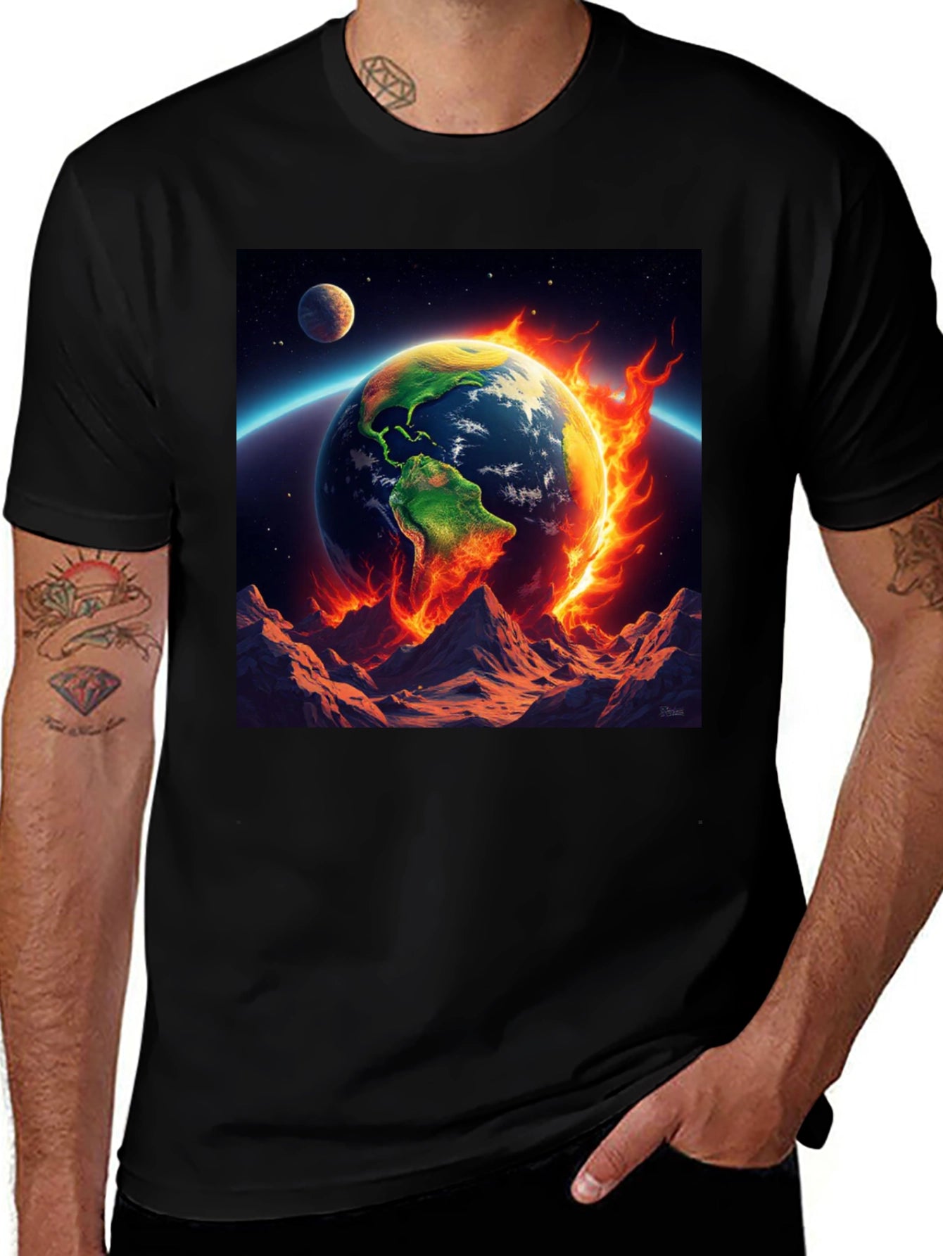 Burning Earth Graphic Tee - Global Warming Awareness