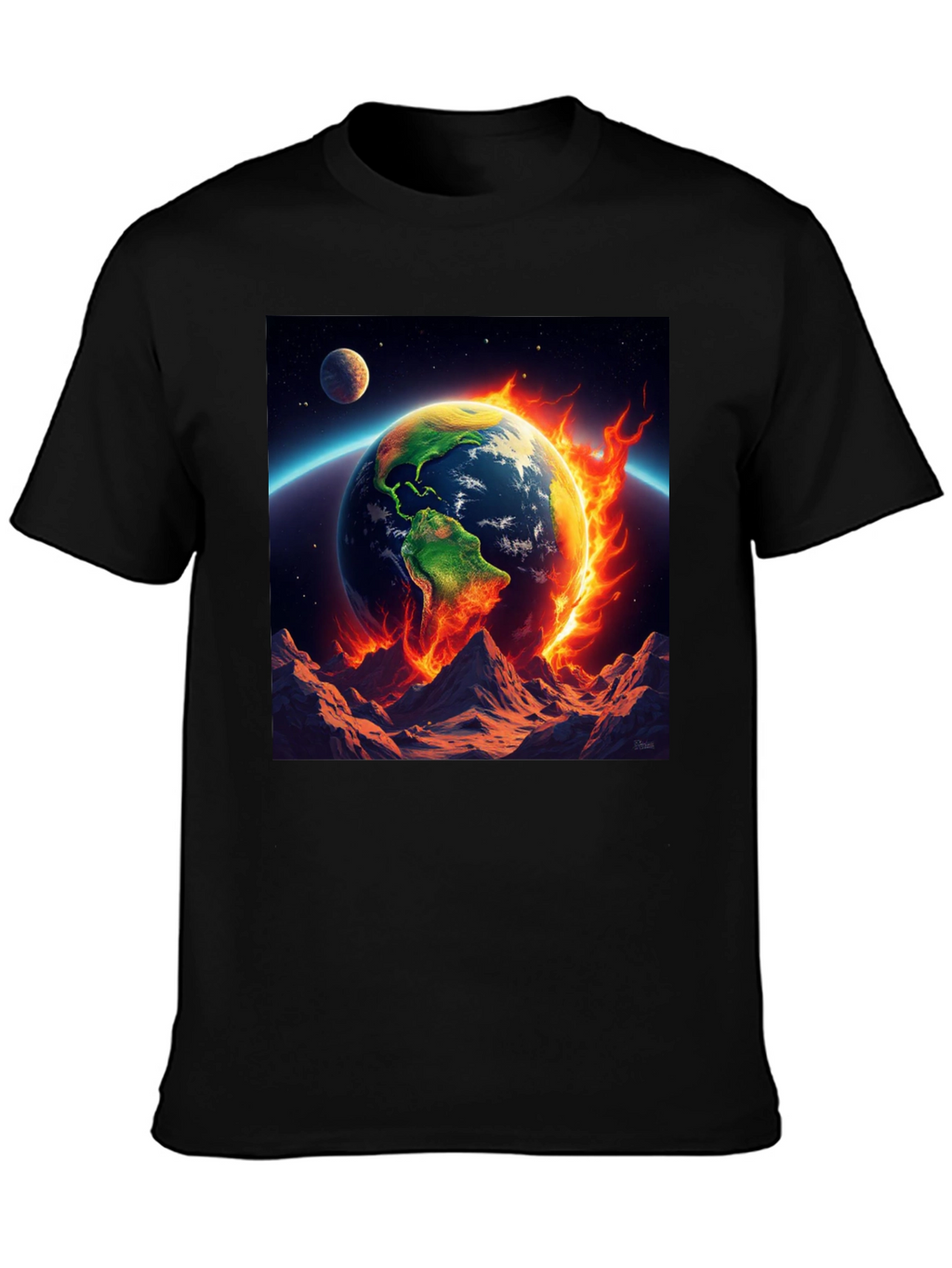 Burning Earth Graphic Tee - Global Warming Awareness