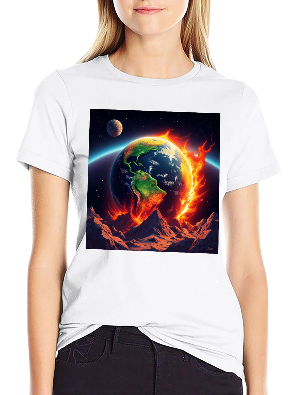 Burning Earth Graphic Tee - Global Warming Awareness