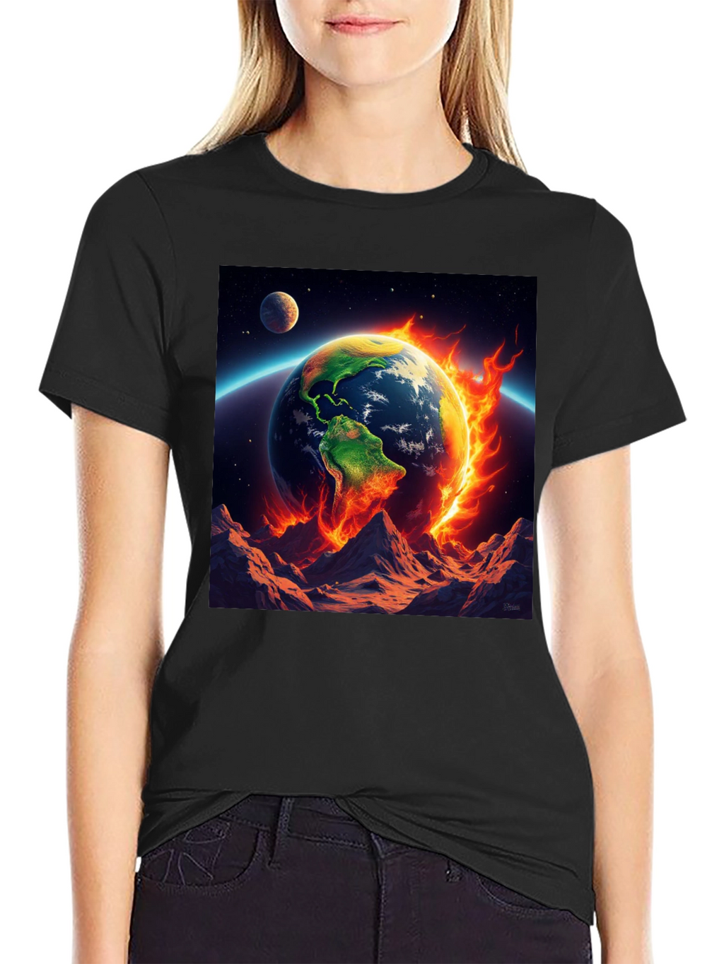 Burning Earth Graphic Tee - Global Warming Awareness