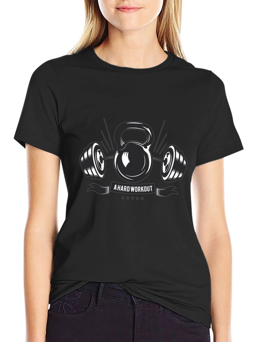 Workout Graphic T-Shirt - Kettlebell & Barbell Design