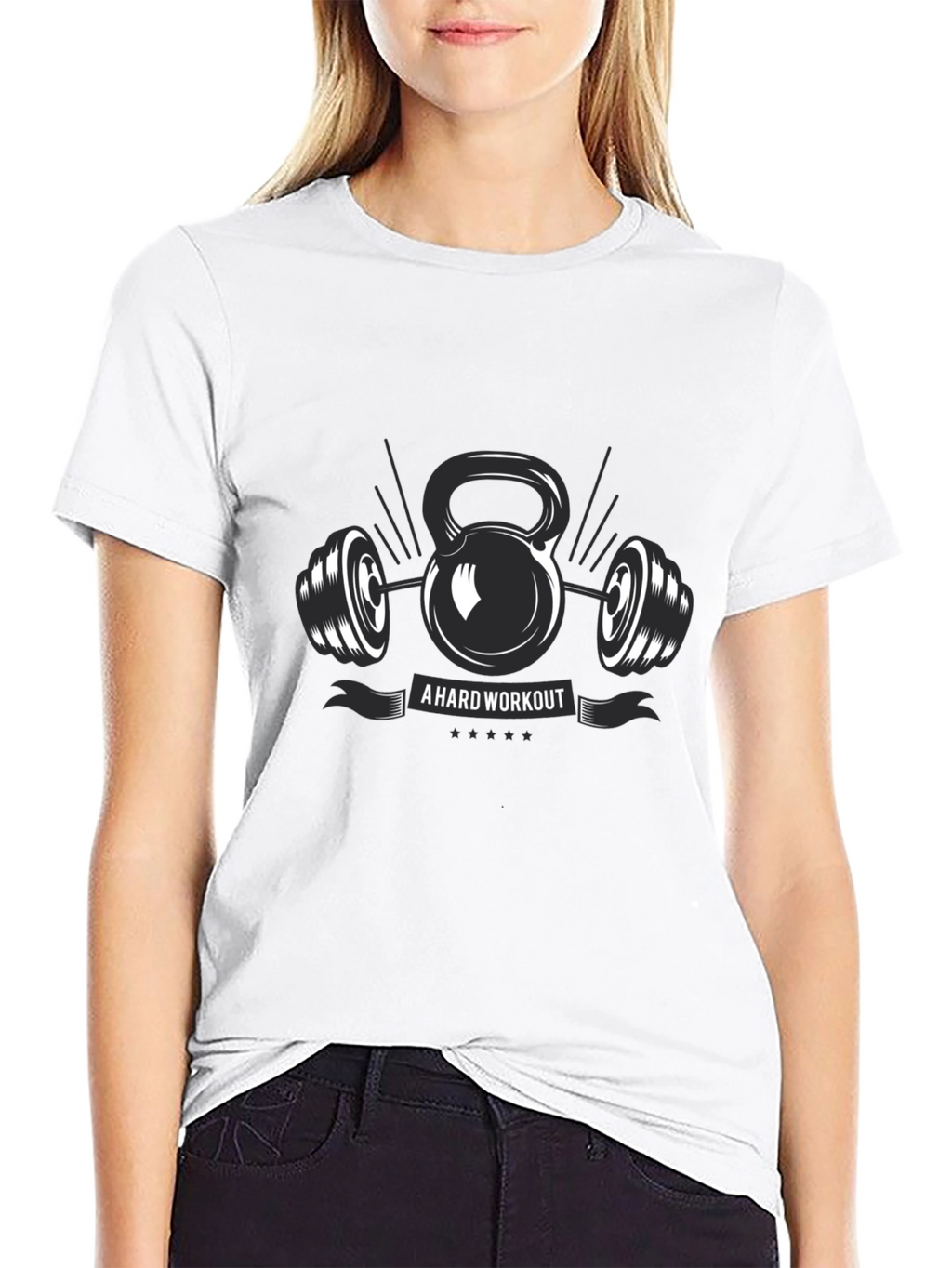 Workout Graphic T-Shirt - Kettlebell & Barbell Design