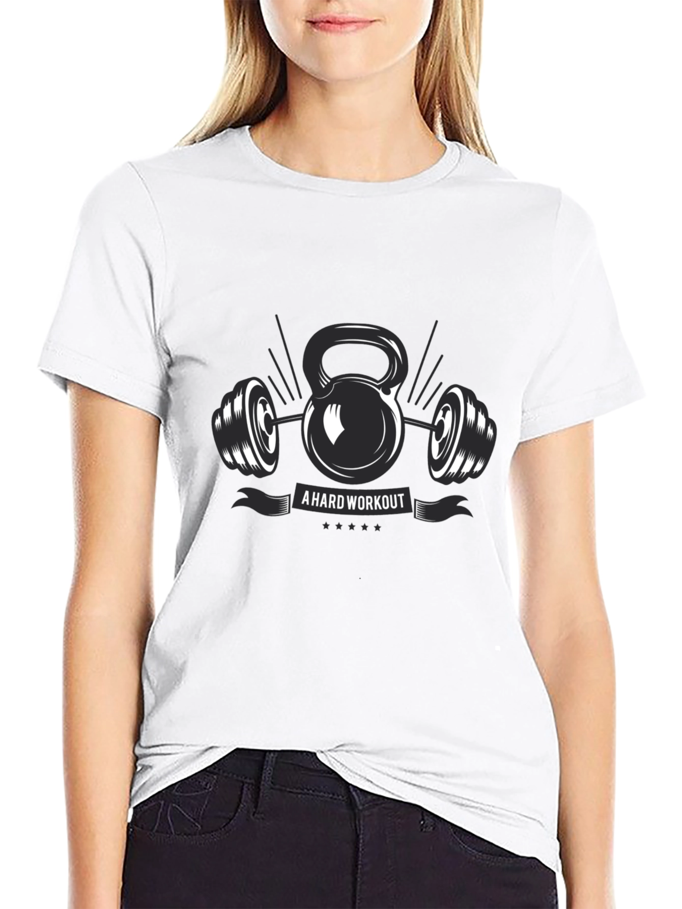 Workout Graphic T-Shirt - Kettlebell & Barbell Design
