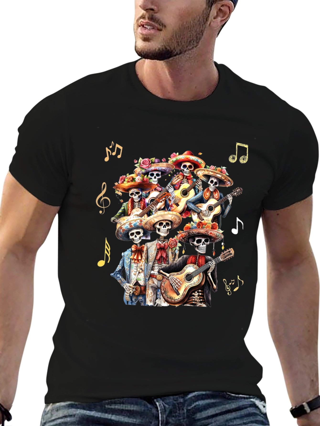 Day of the Dead Skeleton Mariachi Band Graphic Tee