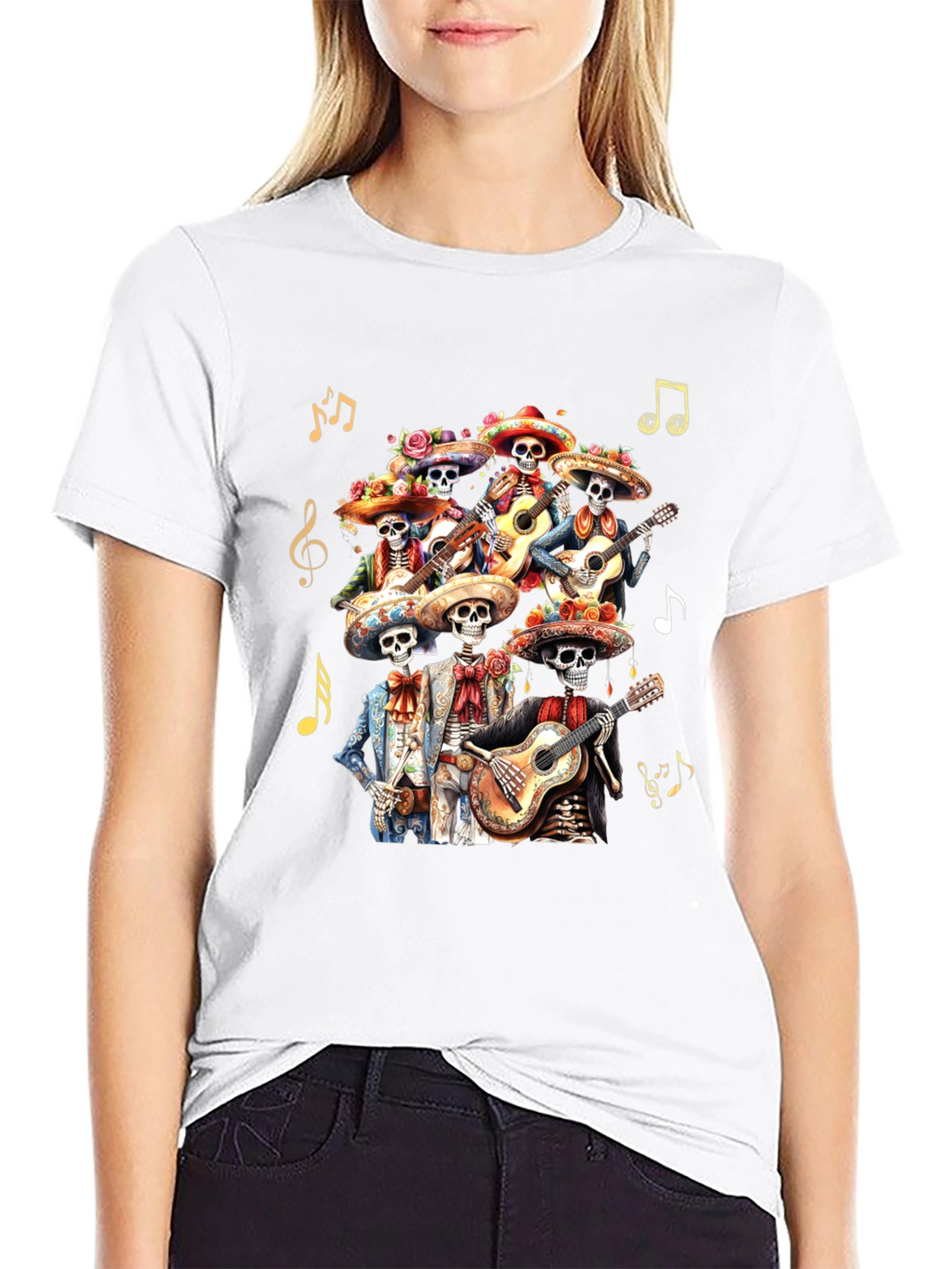 Day of the Dead Skeleton Mariachi Band Graphic Tee