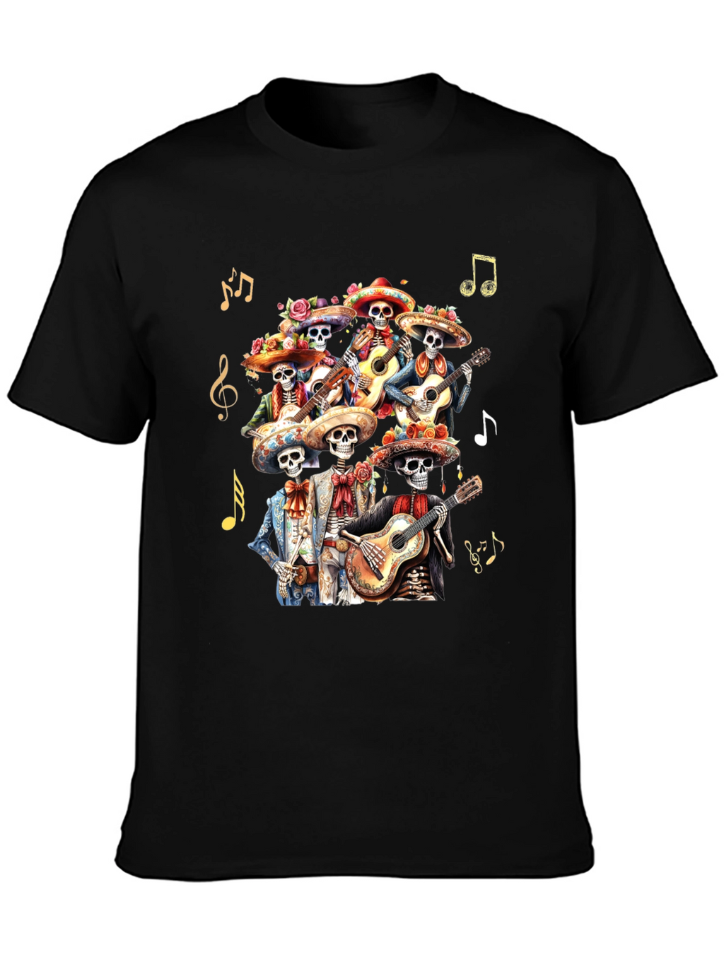 Day of the Dead Skeleton Mariachi Band Graphic Tee