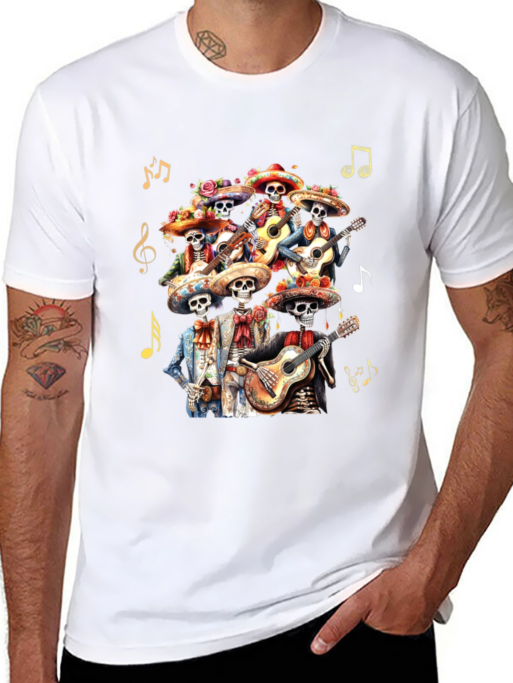 Day of the Dead Skeleton Mariachi Band Graphic Tee