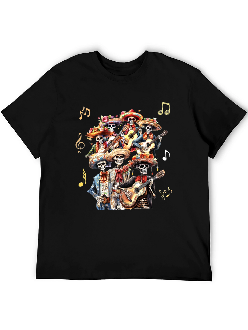 Day of the Dead Skeleton Mariachi Band Graphic Tee