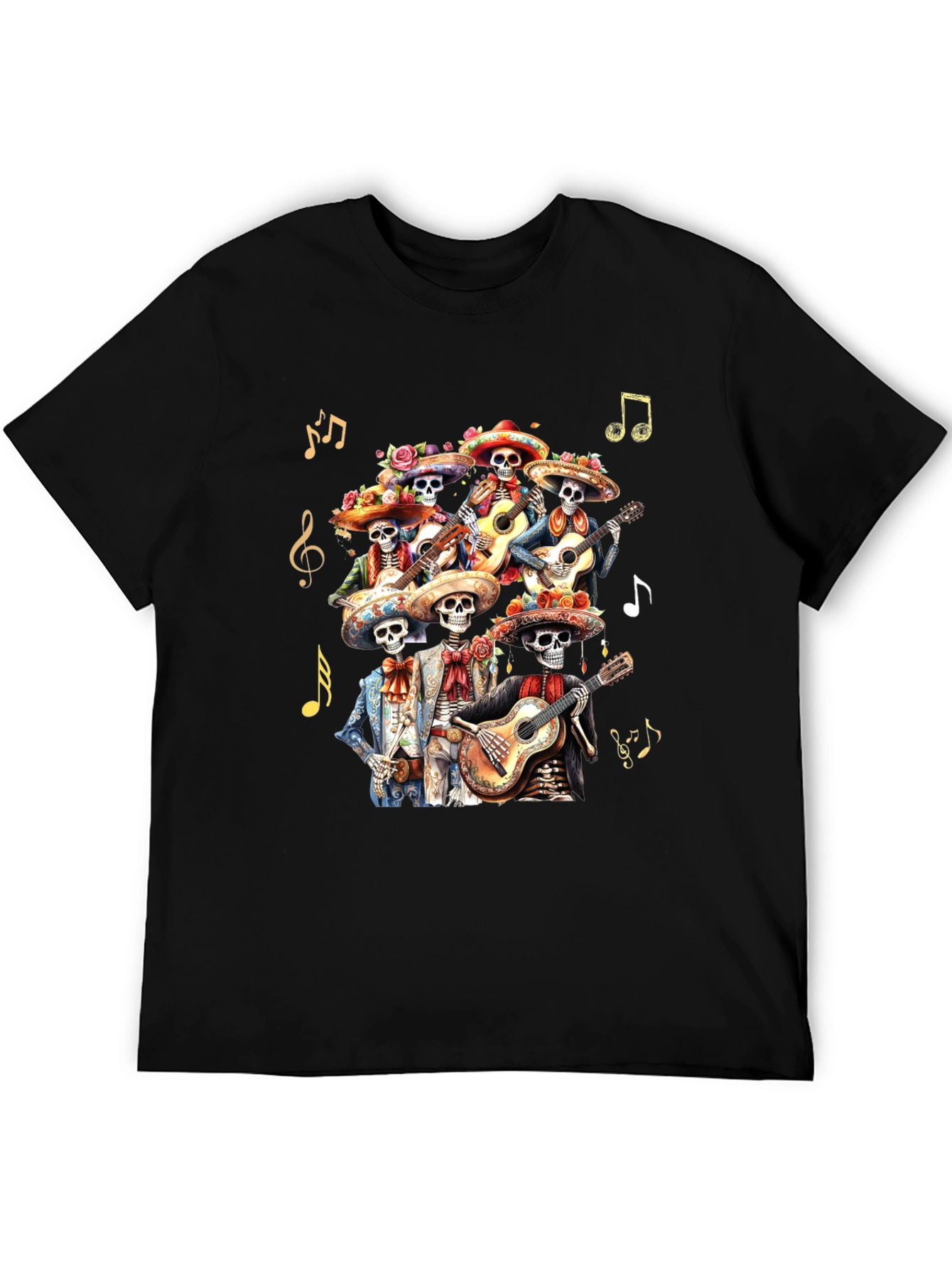 Day of the Dead Skeleton Mariachi Band Graphic Tee