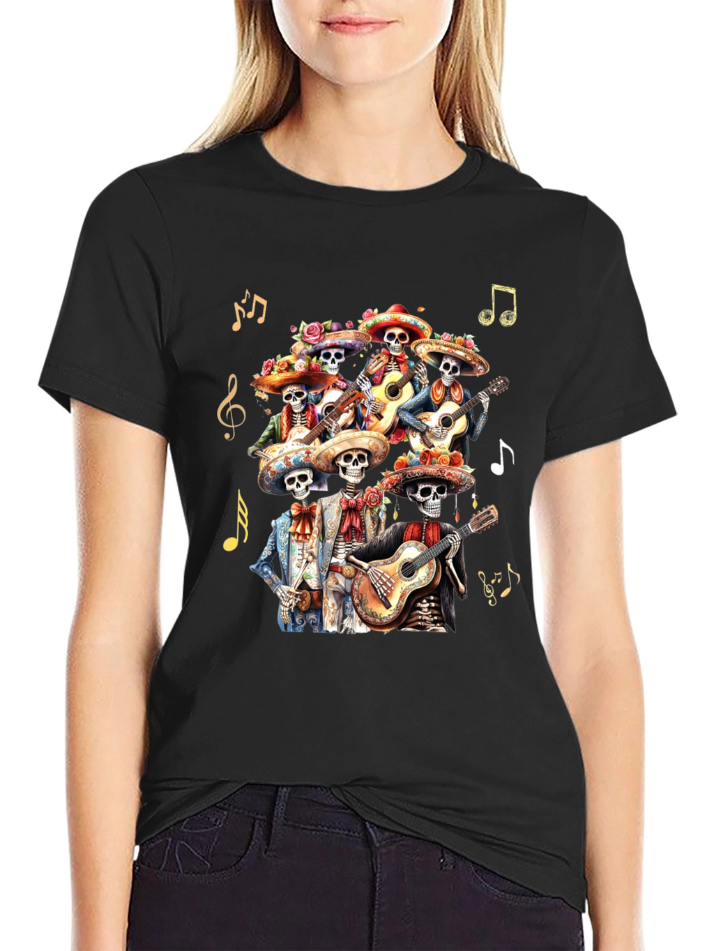Day of the Dead Skeleton Mariachi Band Graphic Tee