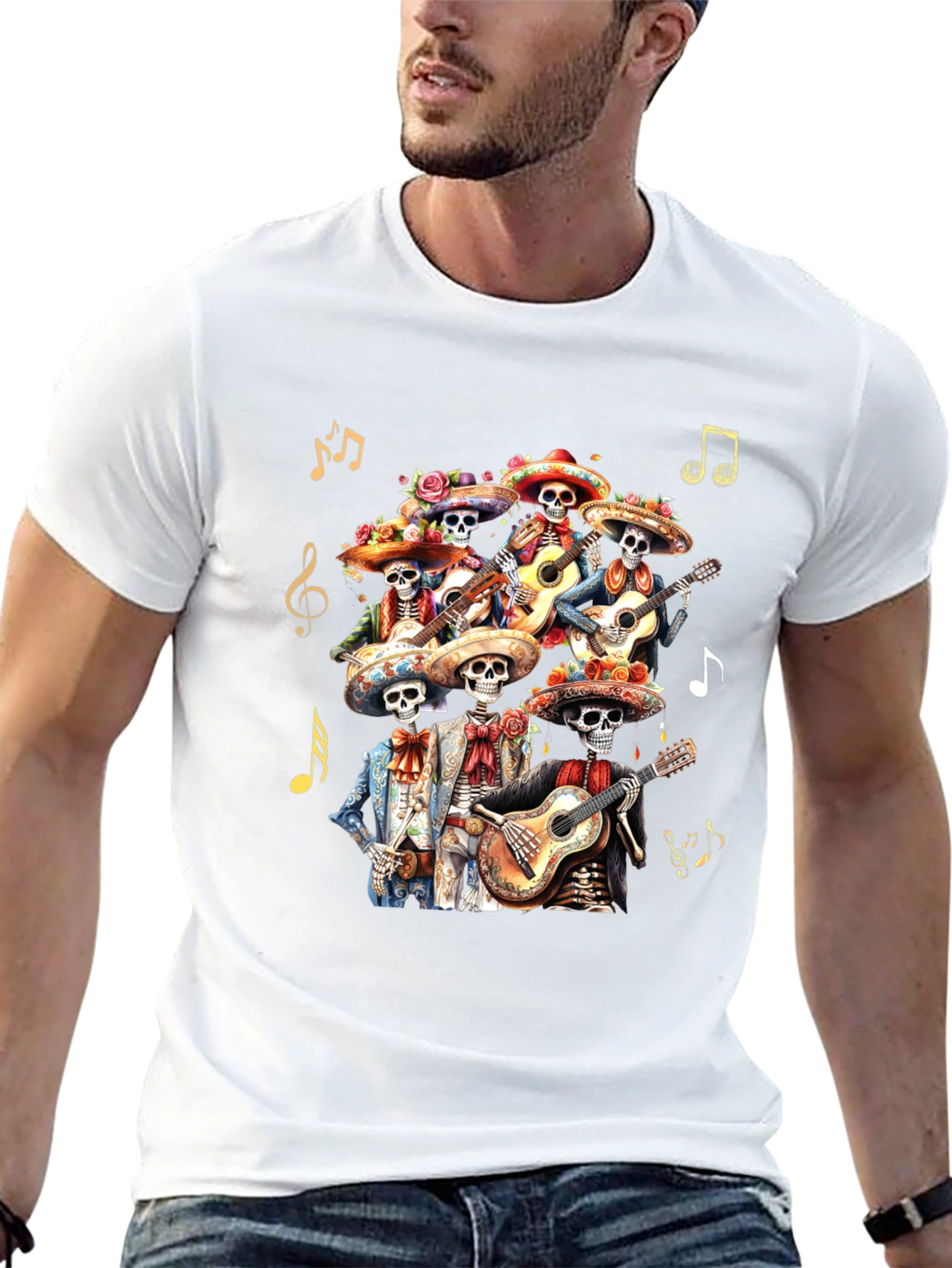 Day of the Dead Skeleton Mariachi Band Graphic Tee