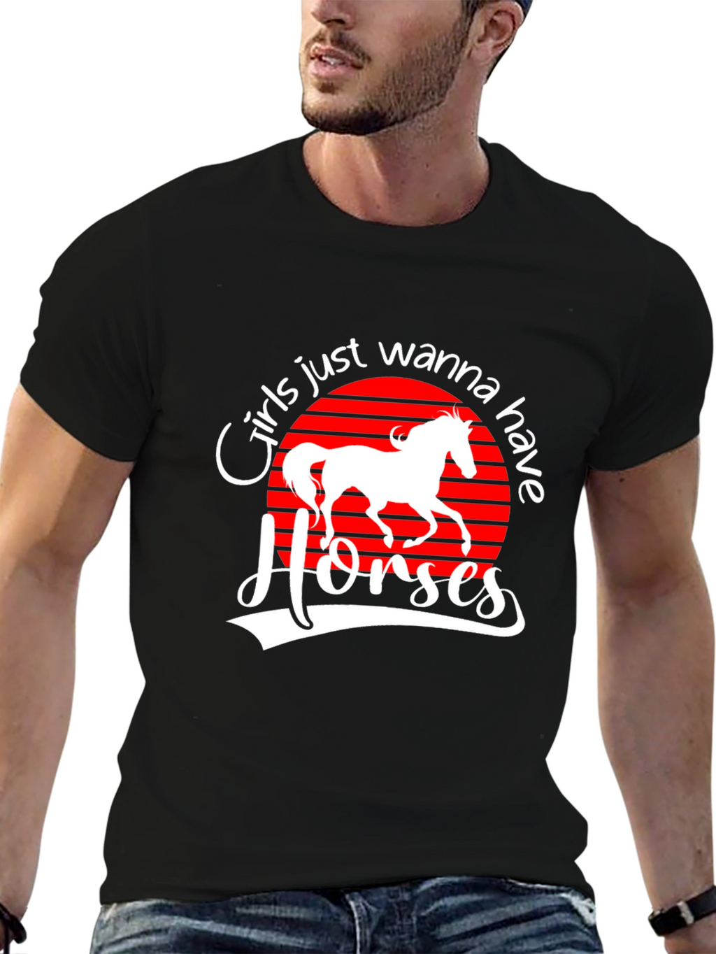 Girls Just Wanna Have Horses Black T-Shirt