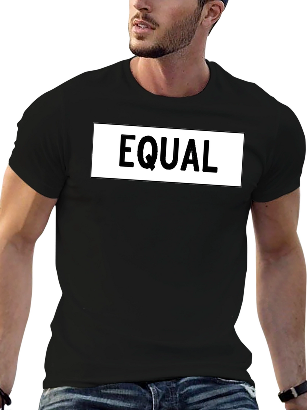 Equal Sign Graphic Tee - Black Cotton Casual Shirt