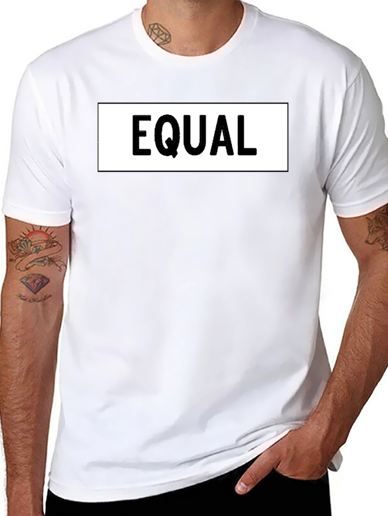 Equal Sign Graphic Tee - Black Cotton Casual Shirt