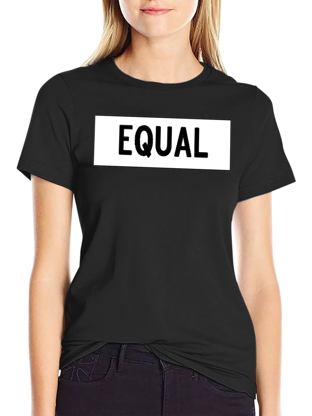 Equal Sign Graphic Tee - Black Cotton Casual Shirt