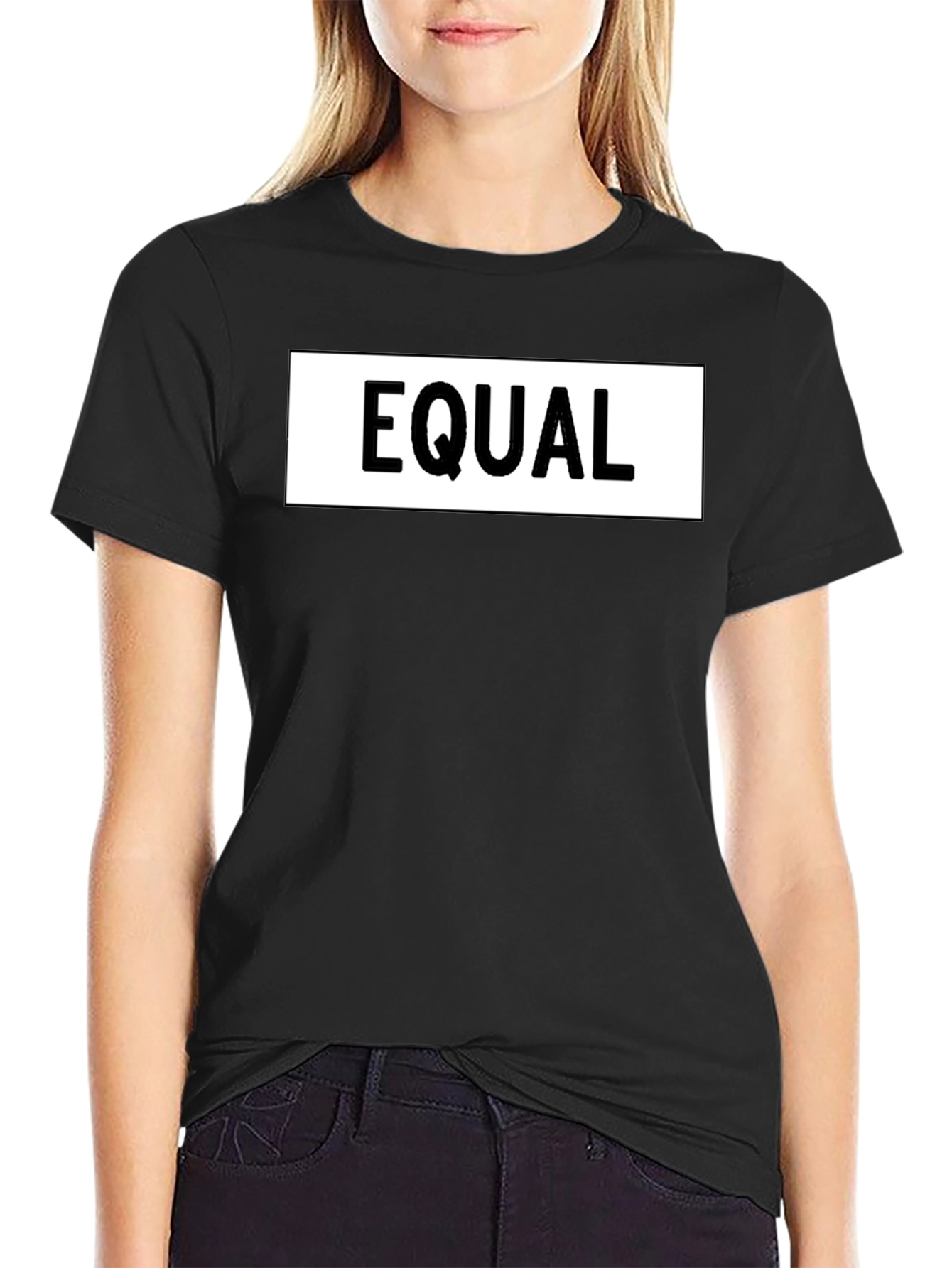 Equal Sign Graphic Tee - Black Cotton Casual Shirt