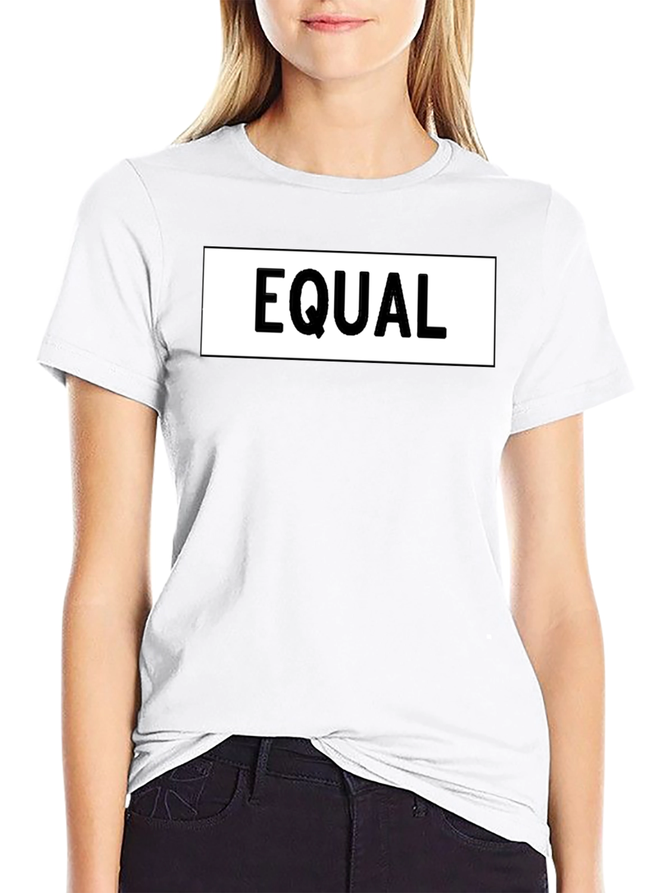 Equal Sign Graphic Tee - Black Cotton Casual Shirt