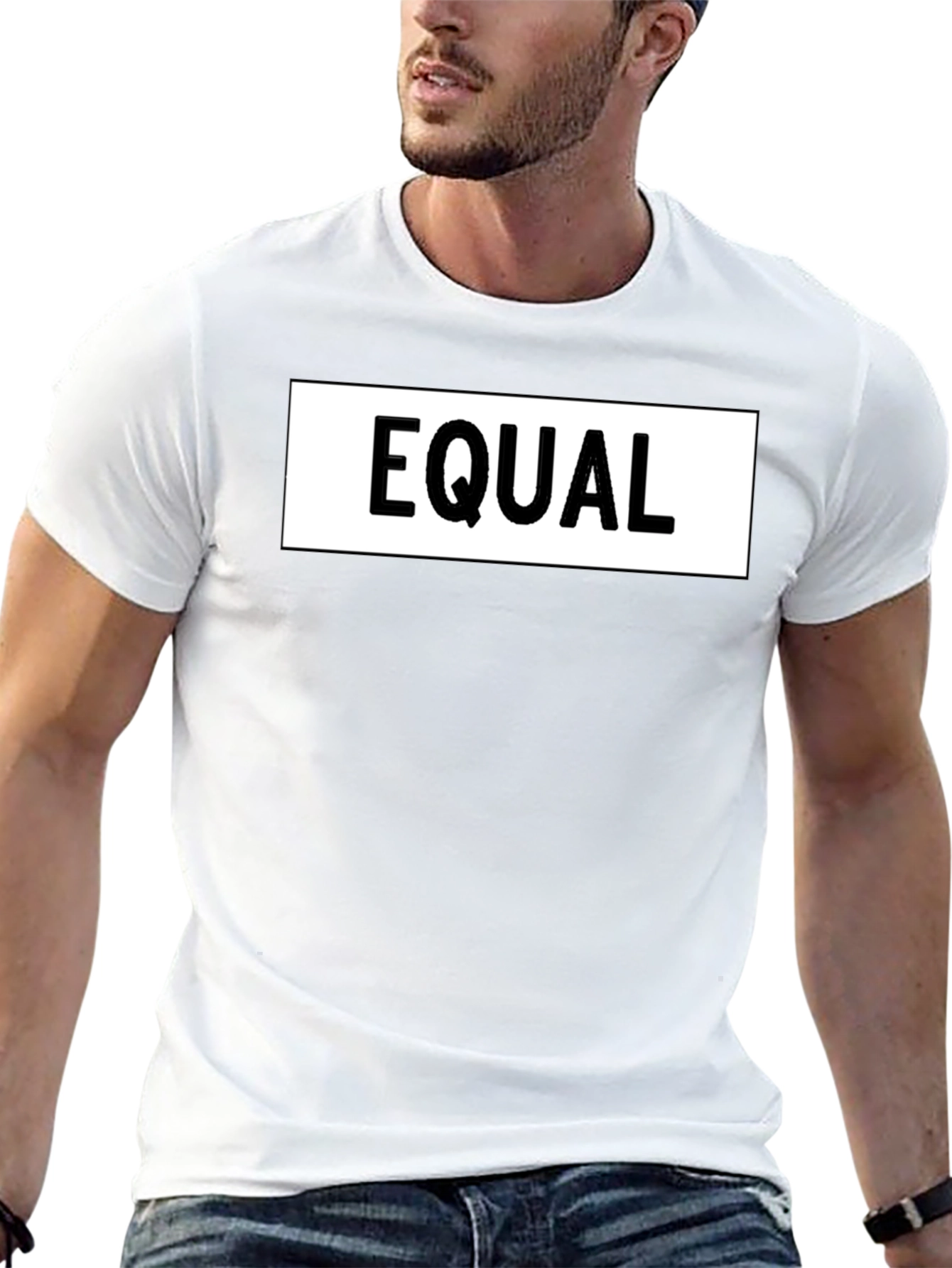 Equal Sign Graphic Tee - Black Cotton Casual Shirt