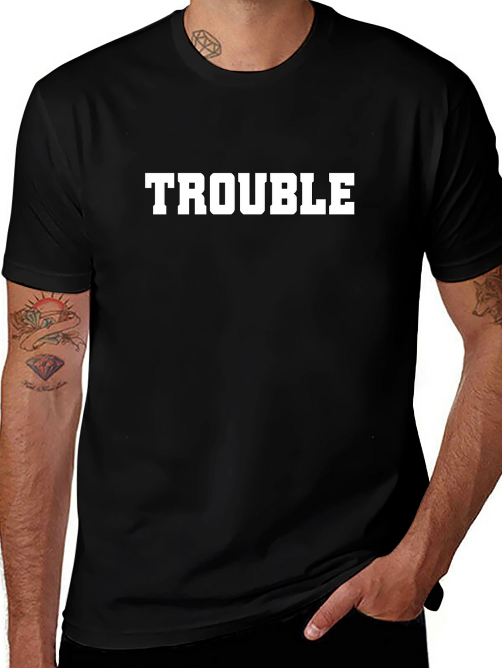Trouble Black Graphic T-Shirt