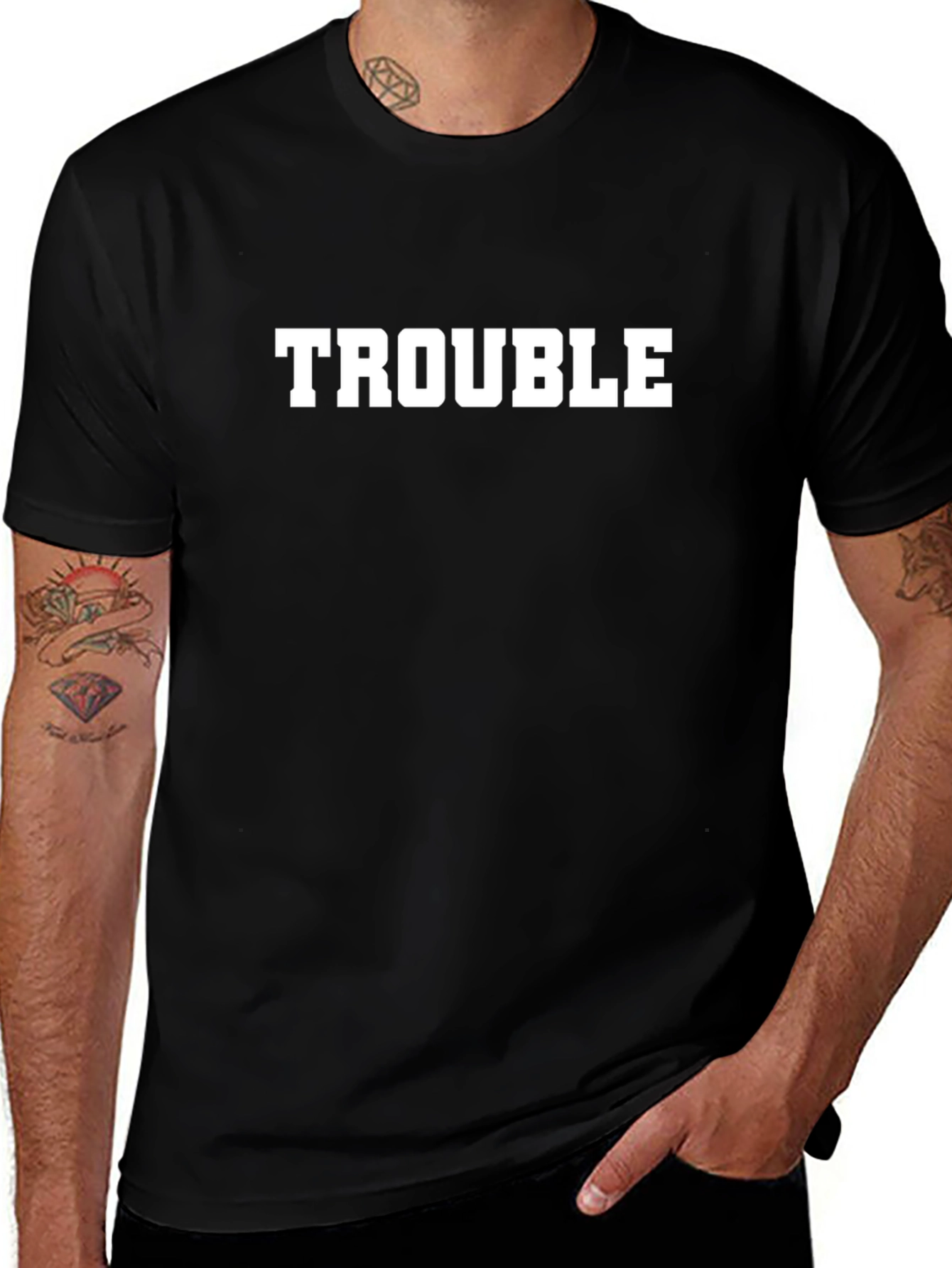 Trouble Black Graphic T-Shirt