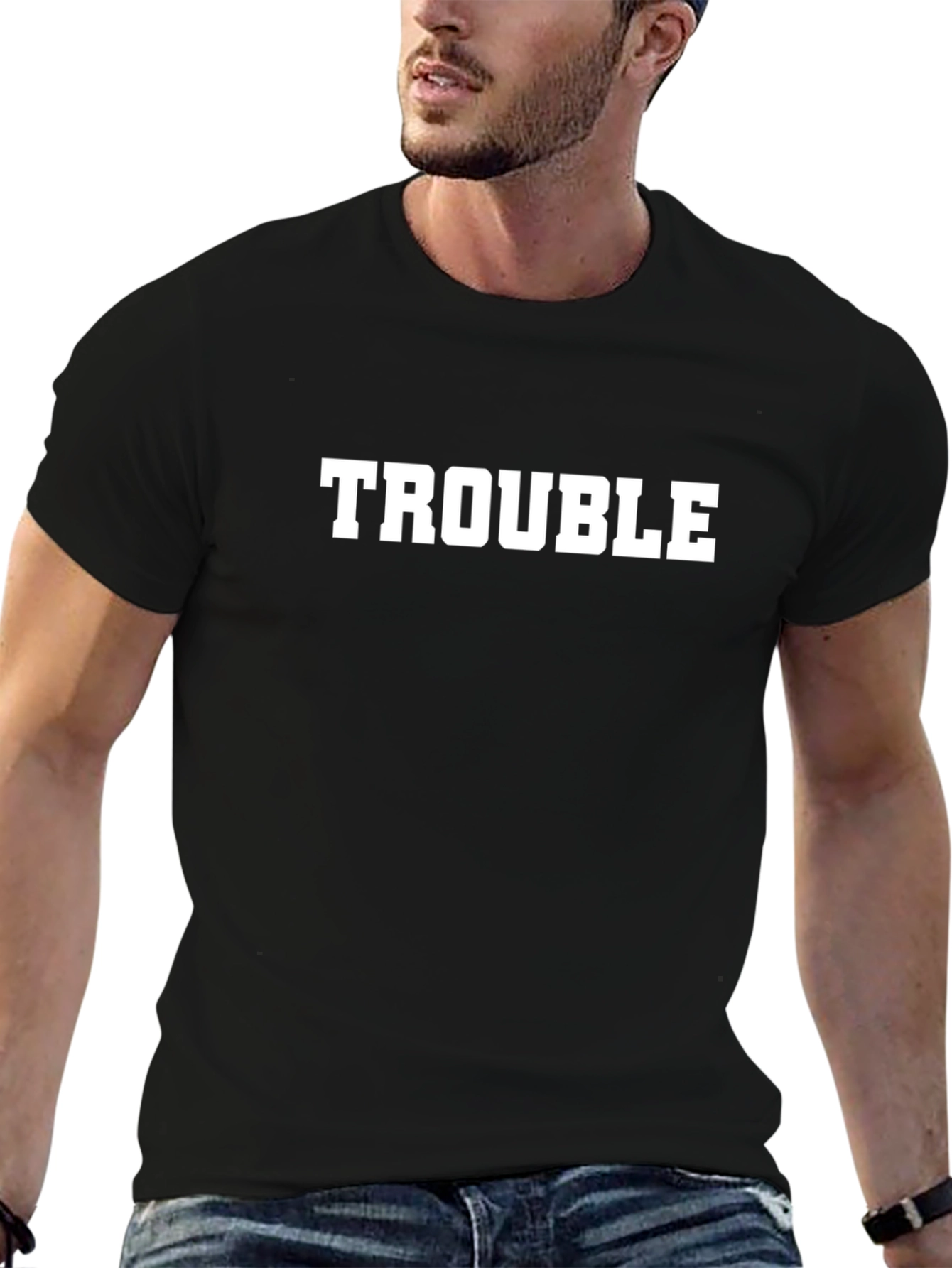 Trouble Black Graphic T-Shirt
