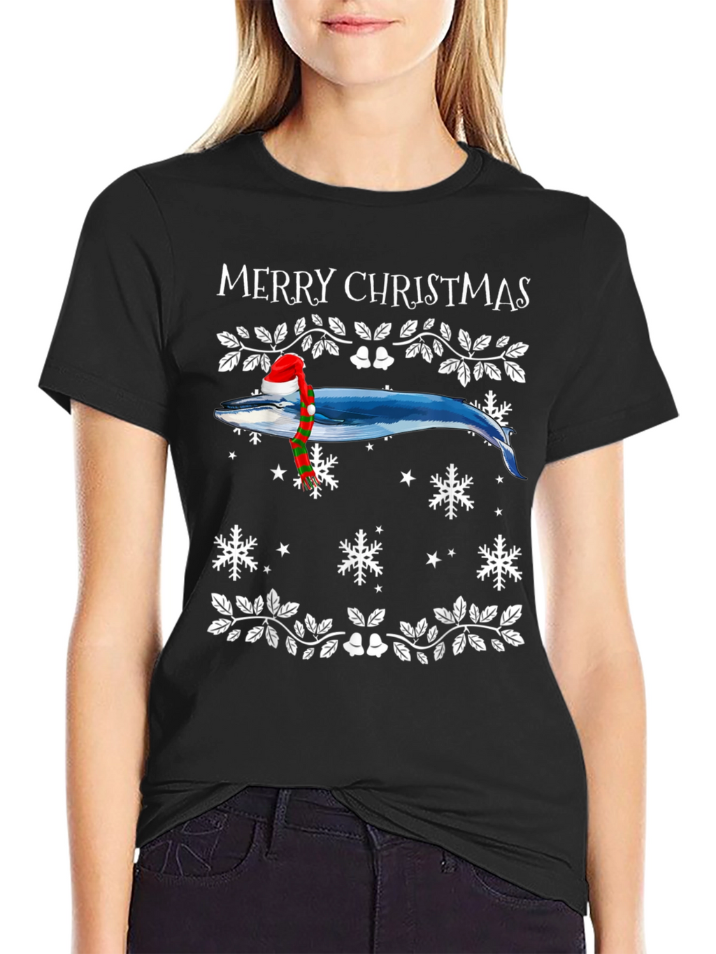 Whale Merry Christmas Graphic Tee