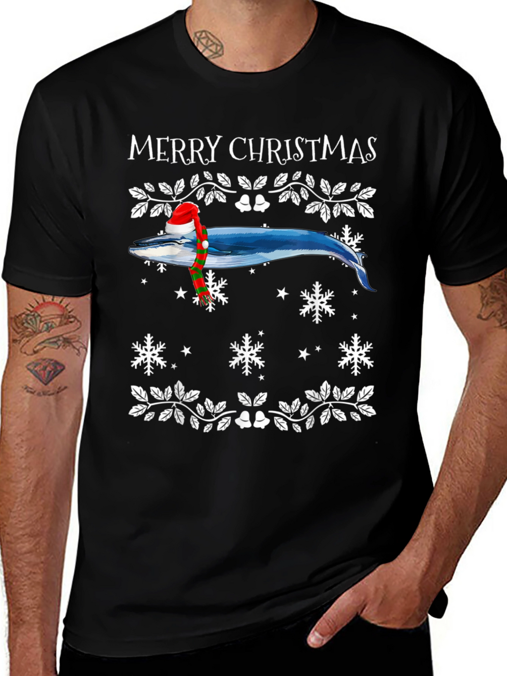 Whale Merry Christmas Graphic Tee